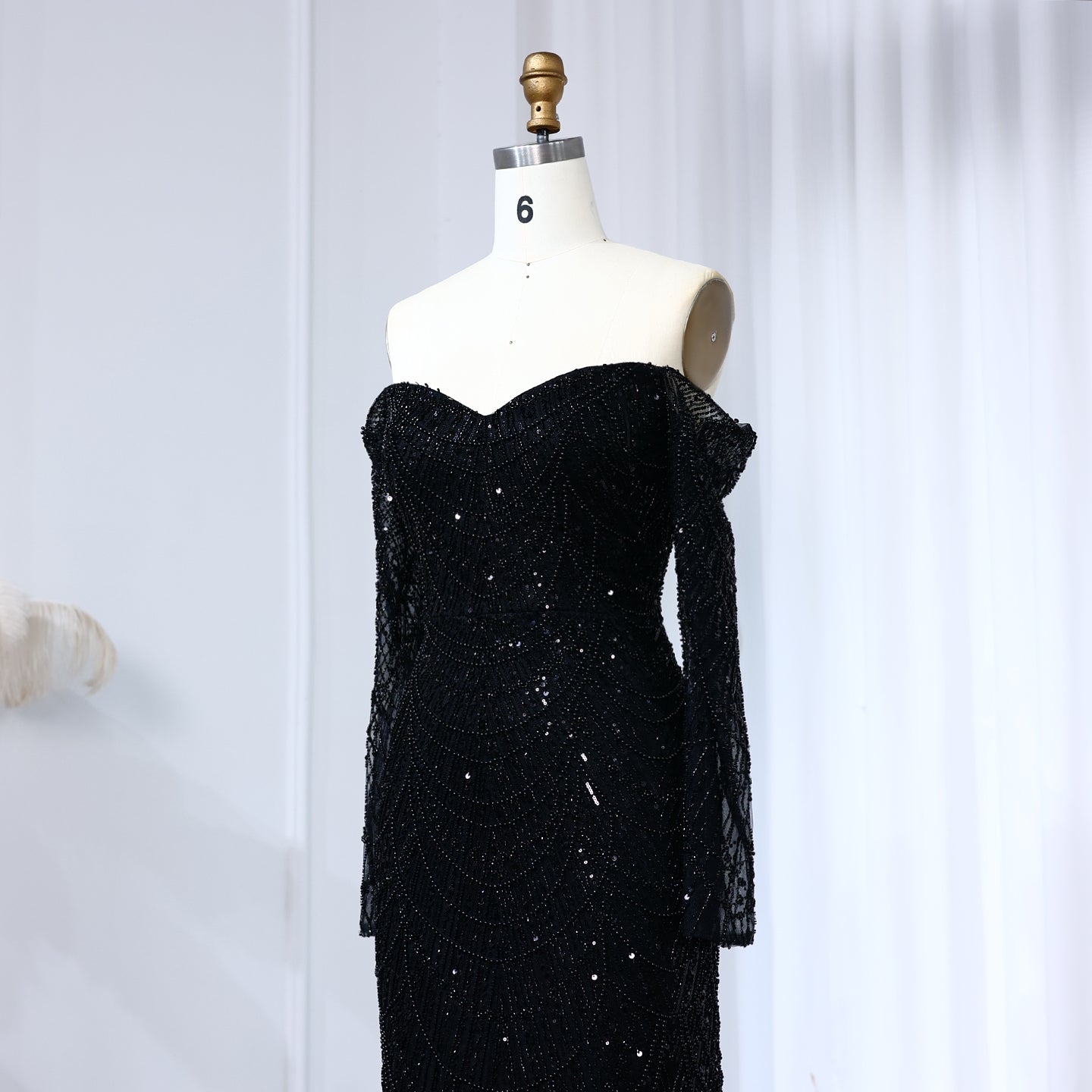 Luxury Off Shoulder Long Sleeves Mermaid Evening Dress SS609