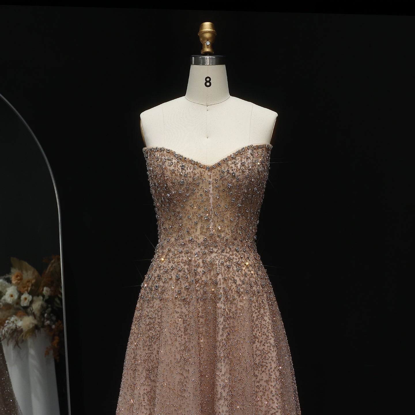 Luxury Crystal Purple Strapless Evening Dress SS699