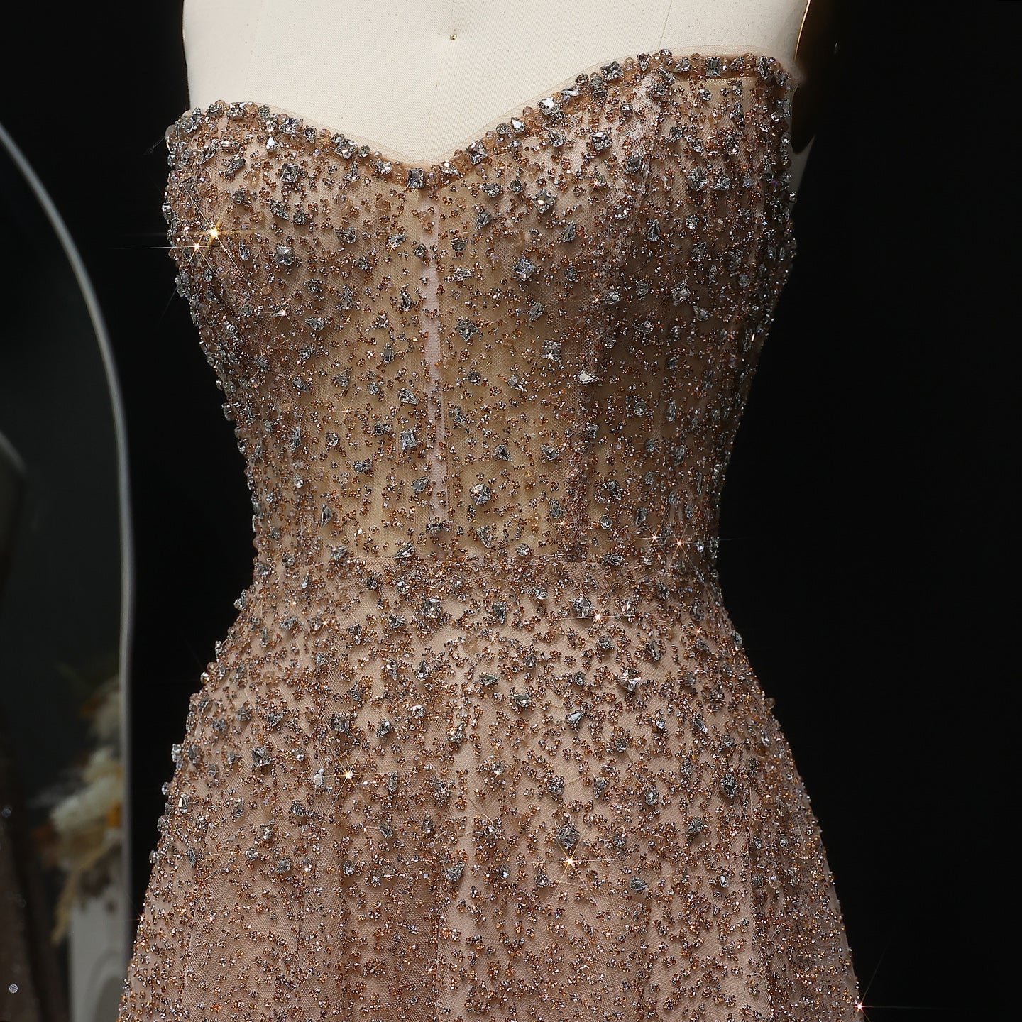 Luxury Crystal Purple Strapless Evening Dress SS699