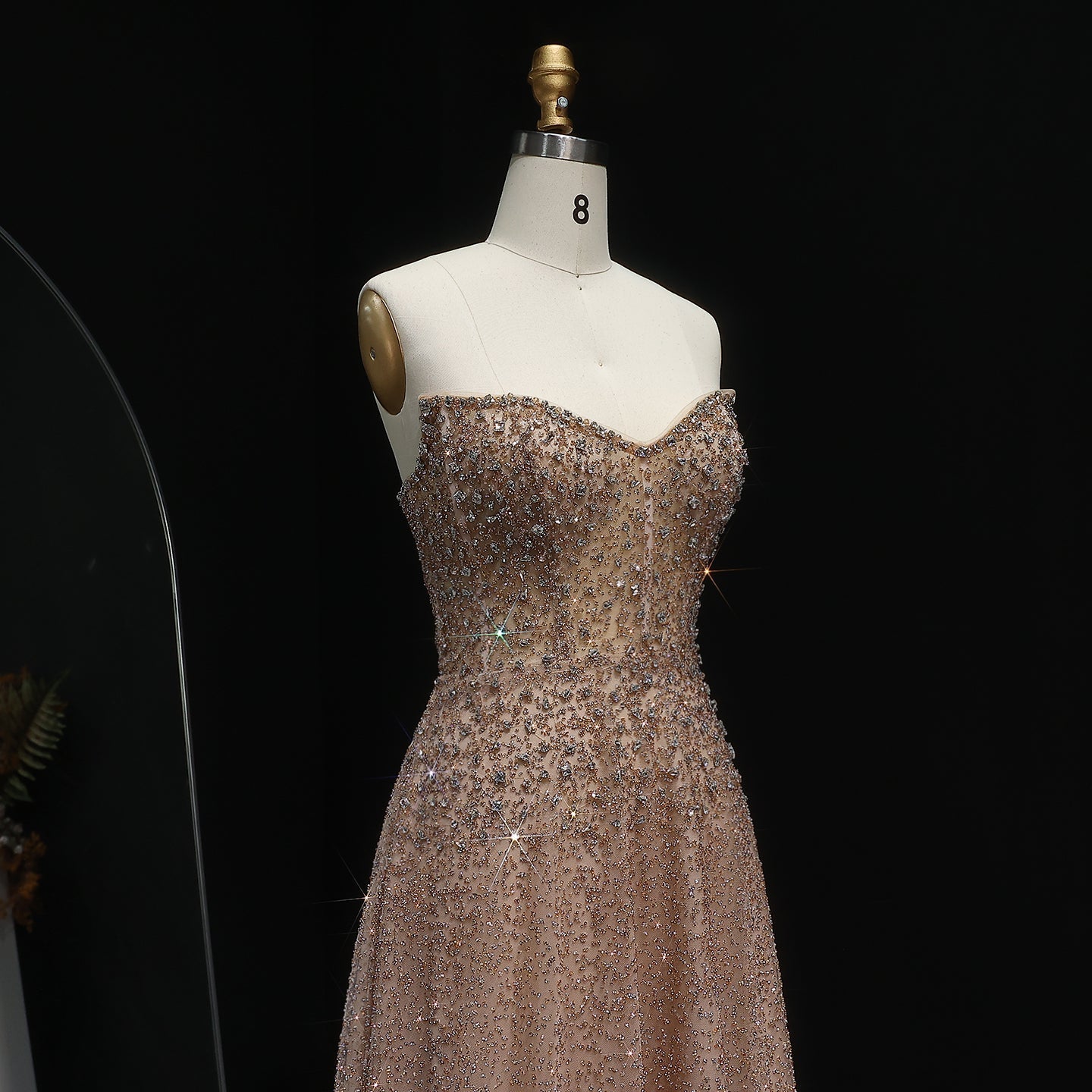 Luxury Crystal Purple Strapless Evening Dress SS699