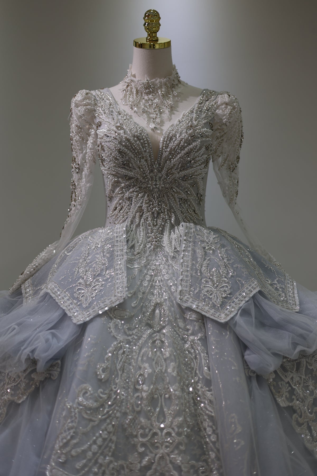 Luxury Blue Ball Gown Wedding Dress with Necklace RS008