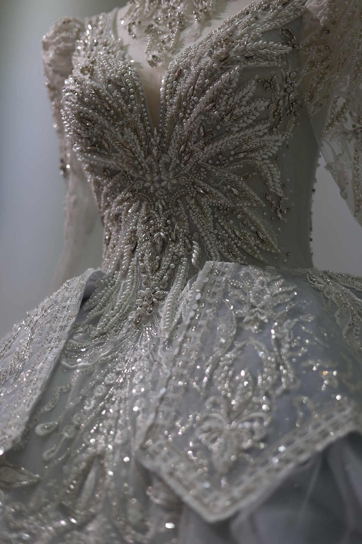 Luxury Blue Ball Gown Wedding Dress with Necklace RS008