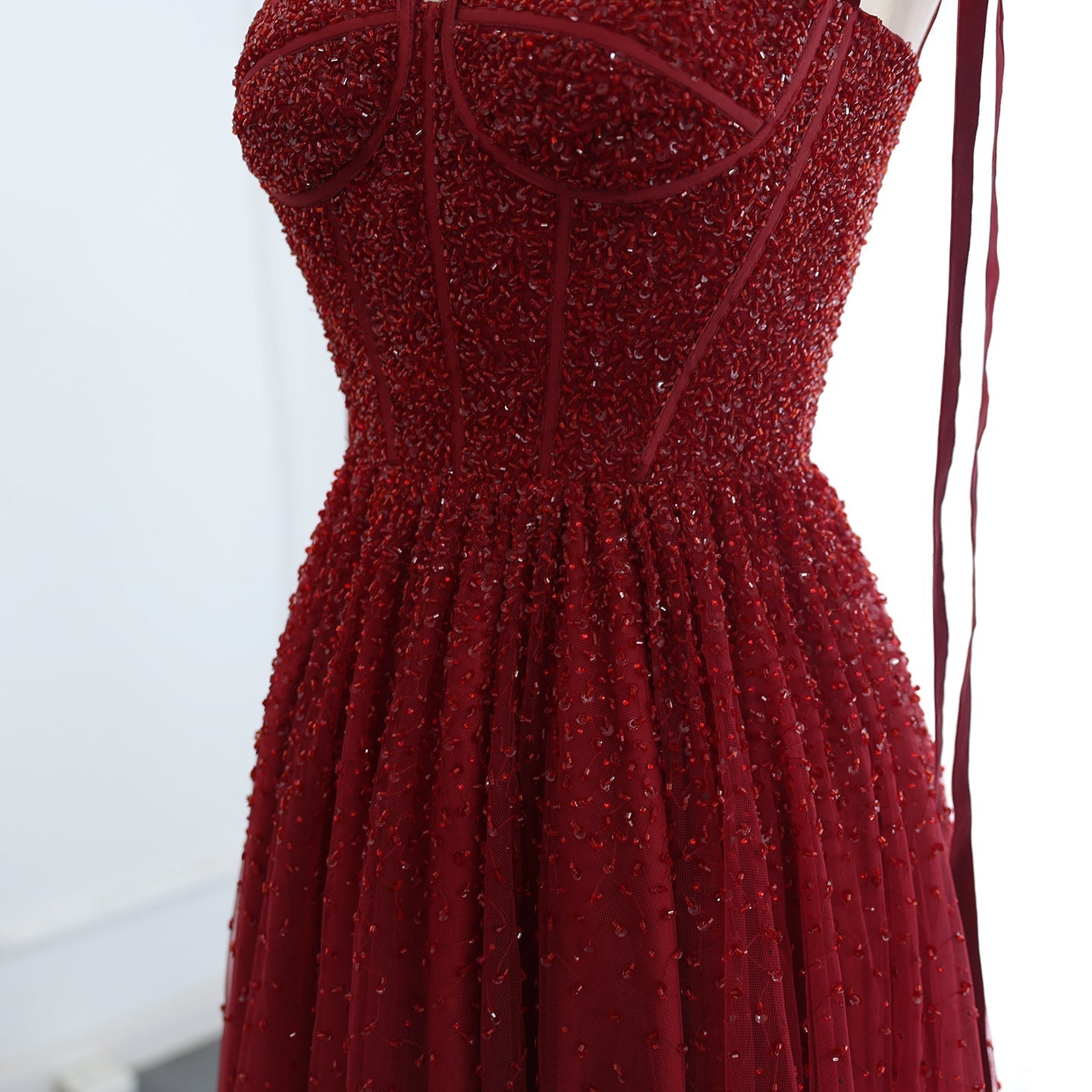 Luxury Beaded Red Evening Dresses with Straps SS263