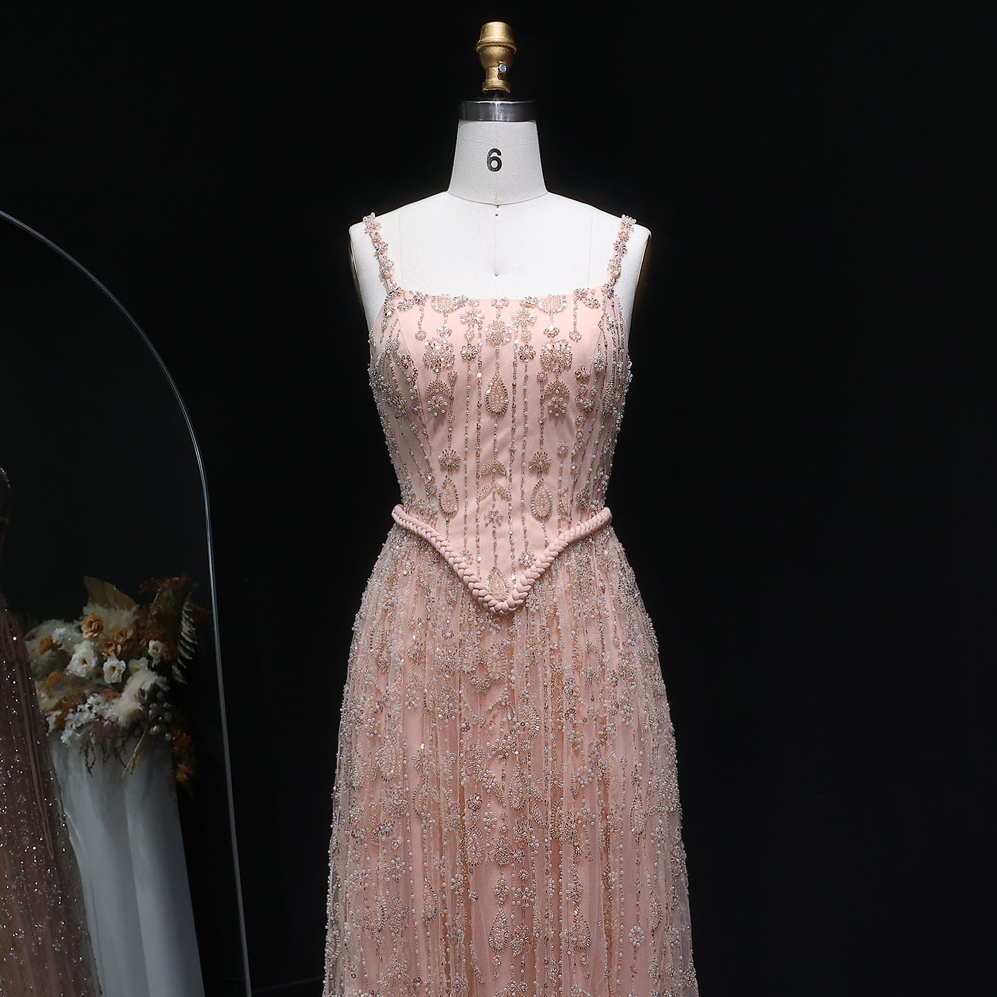 Luxury Sage Green Spaghetti A-Line Evening Dress SS693