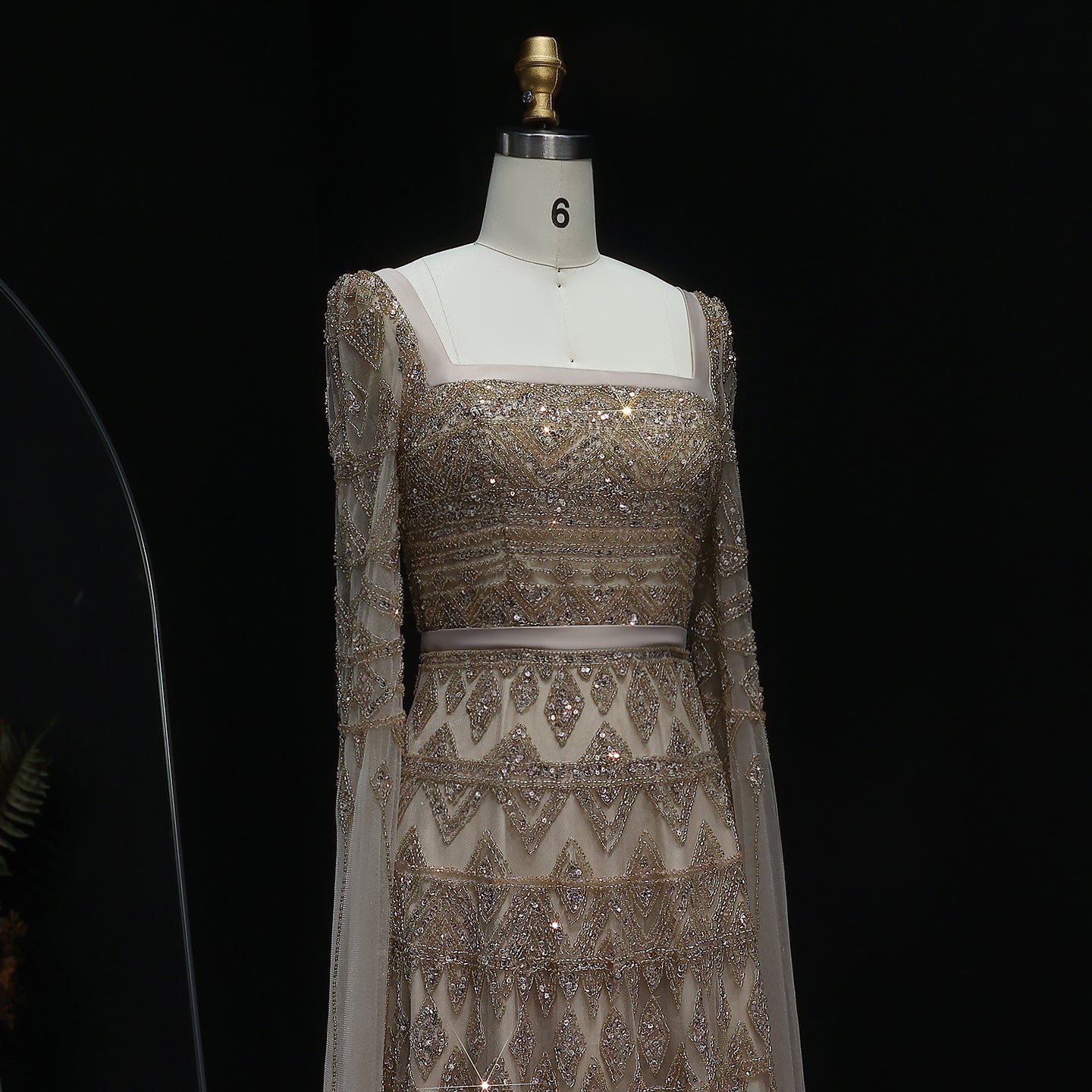 Luxury Wine Red Evening Dress with Cape Sleeves SS461