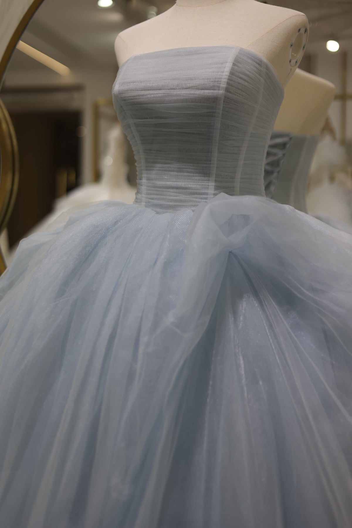 Elegant Strapless Blue Puffy Wedding Dress RS022