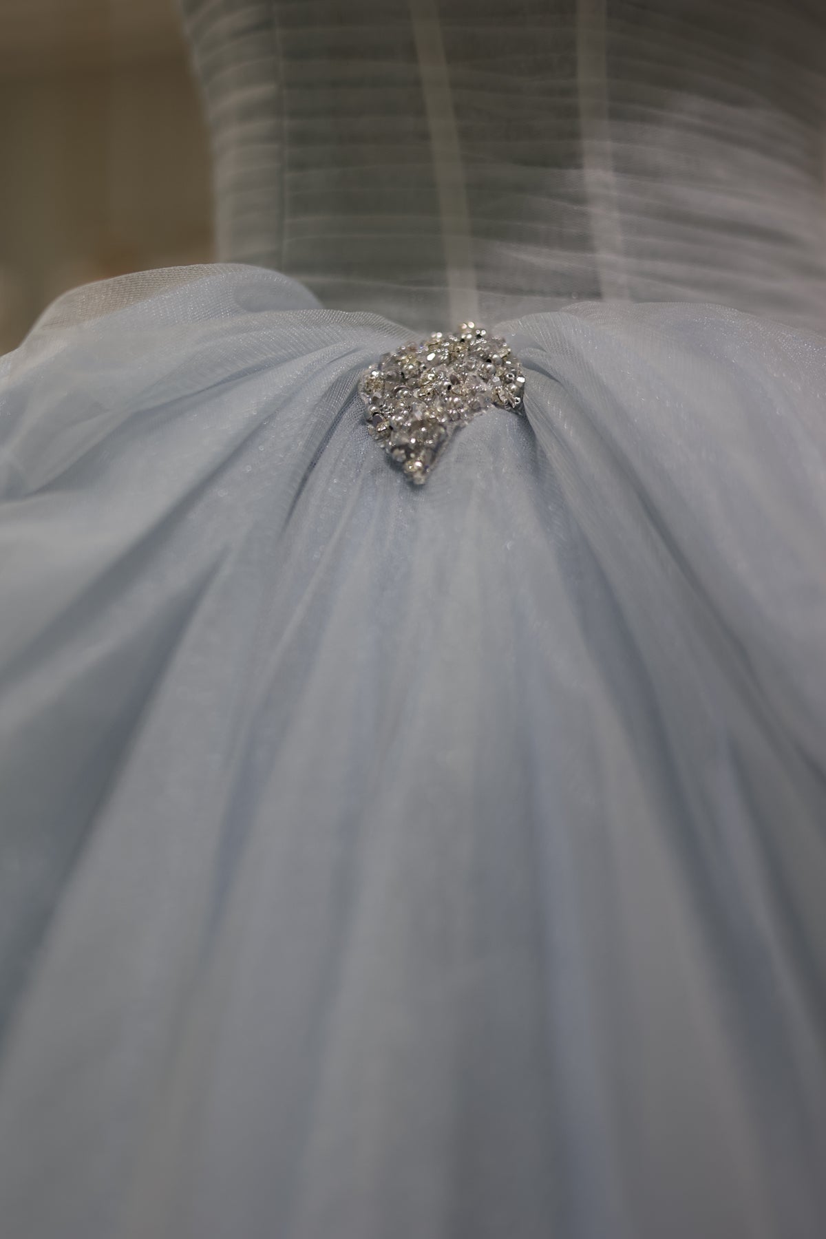 Elegant Strapless Blue Puffy Wedding Dress RS022