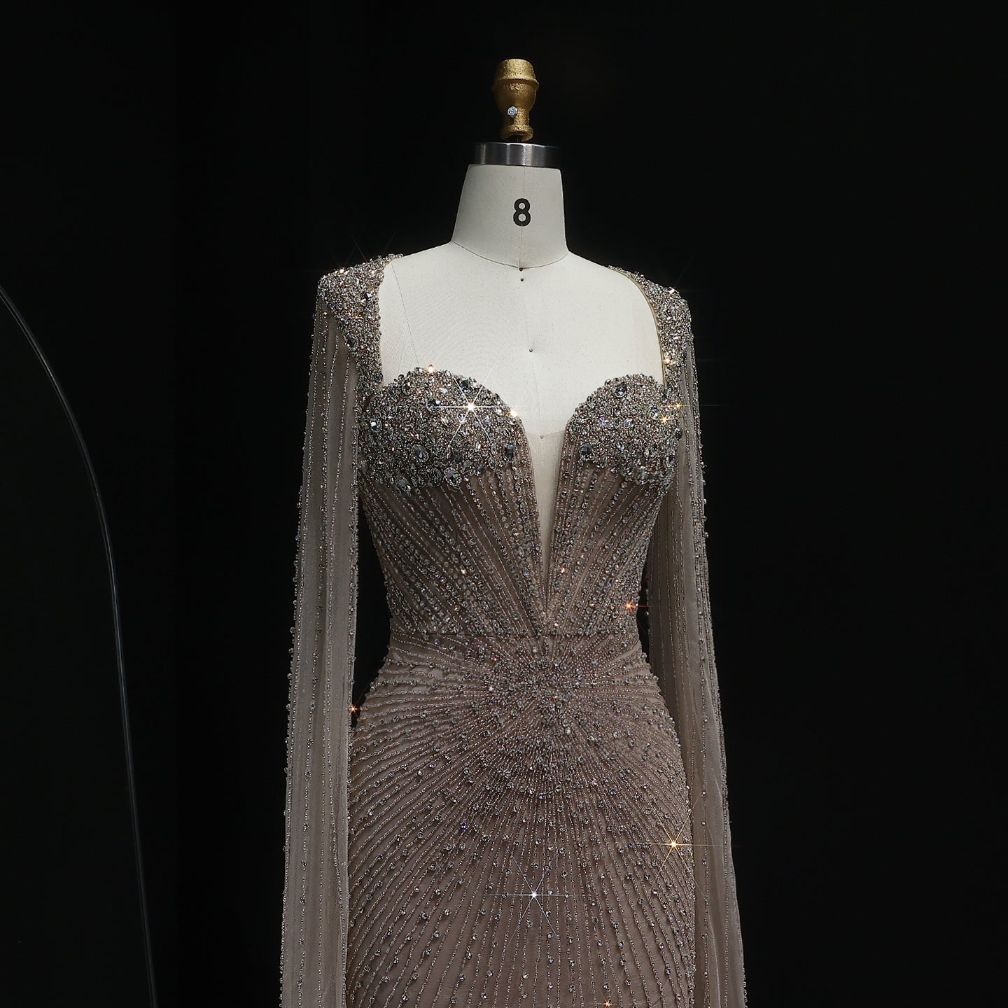 Sparkly Crystal Pink Evening Dress with Cape SS194