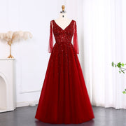Luxury Beaded Wine Red Evening Dress SS583  Red / US 14