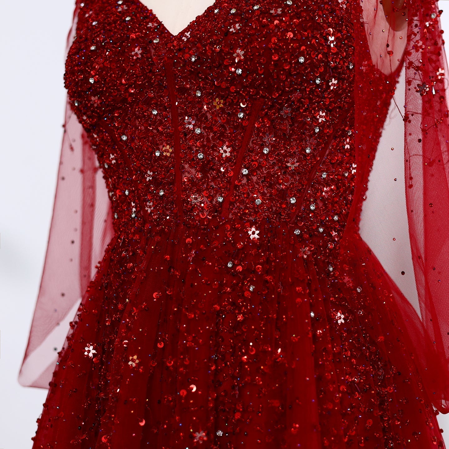 Luxury Beaded Wine Red Evening Dress SS583