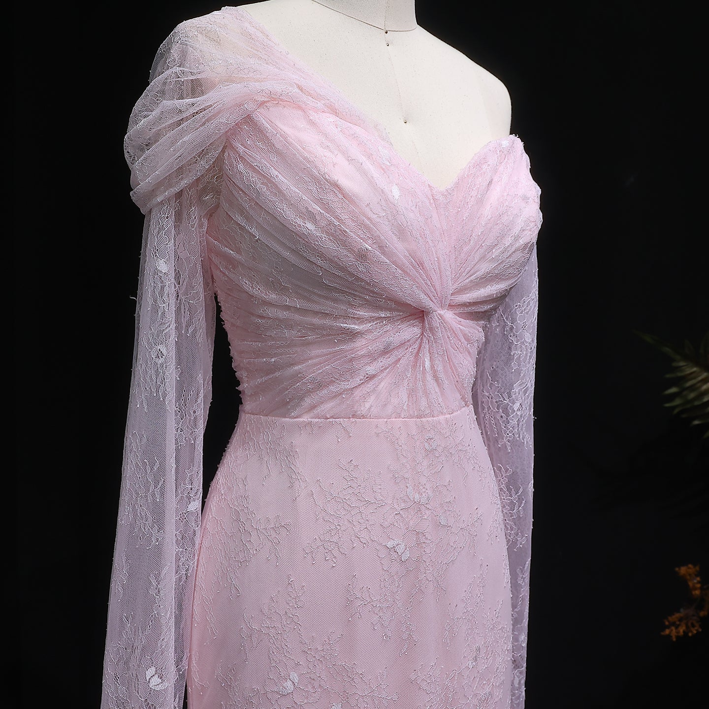 Purple Lace Mermaid Evening Dress with Cape Sleeves SF055