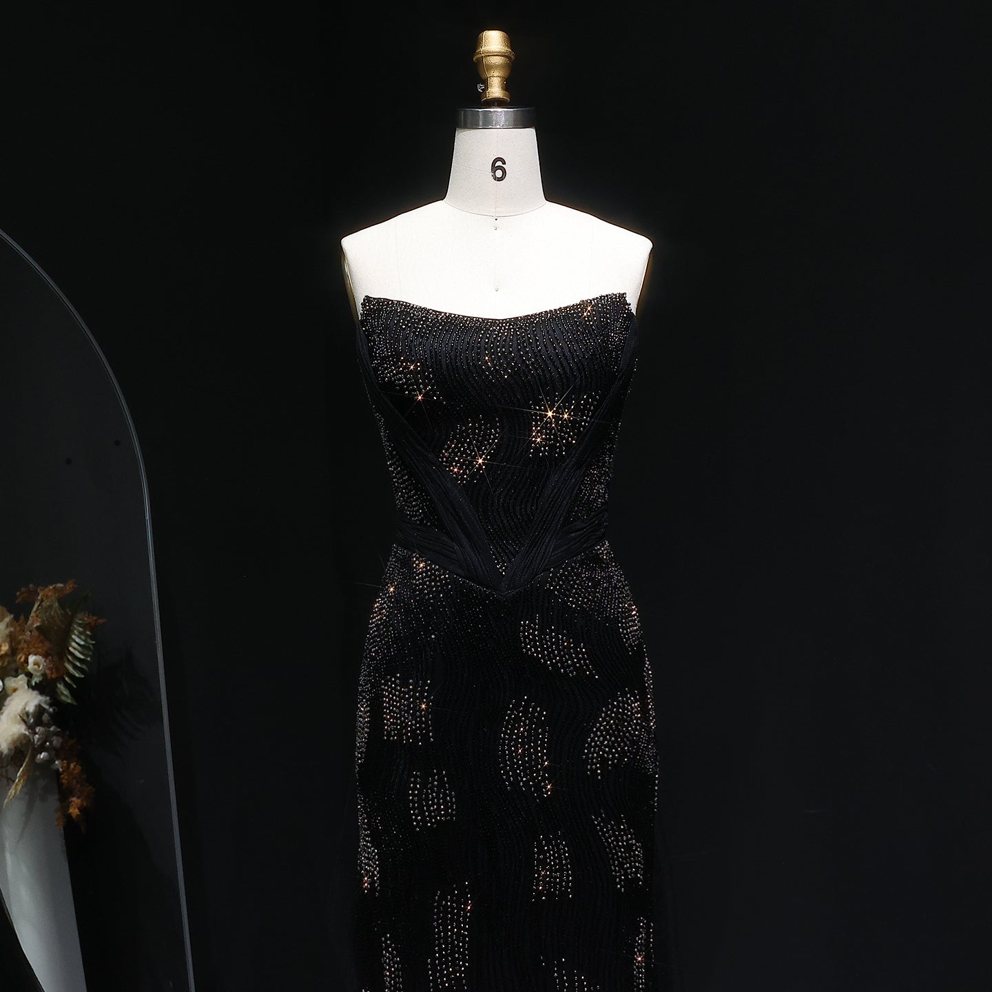 Luxury Beaded Pink Mermaid Evening Dress with Overskirt SS023