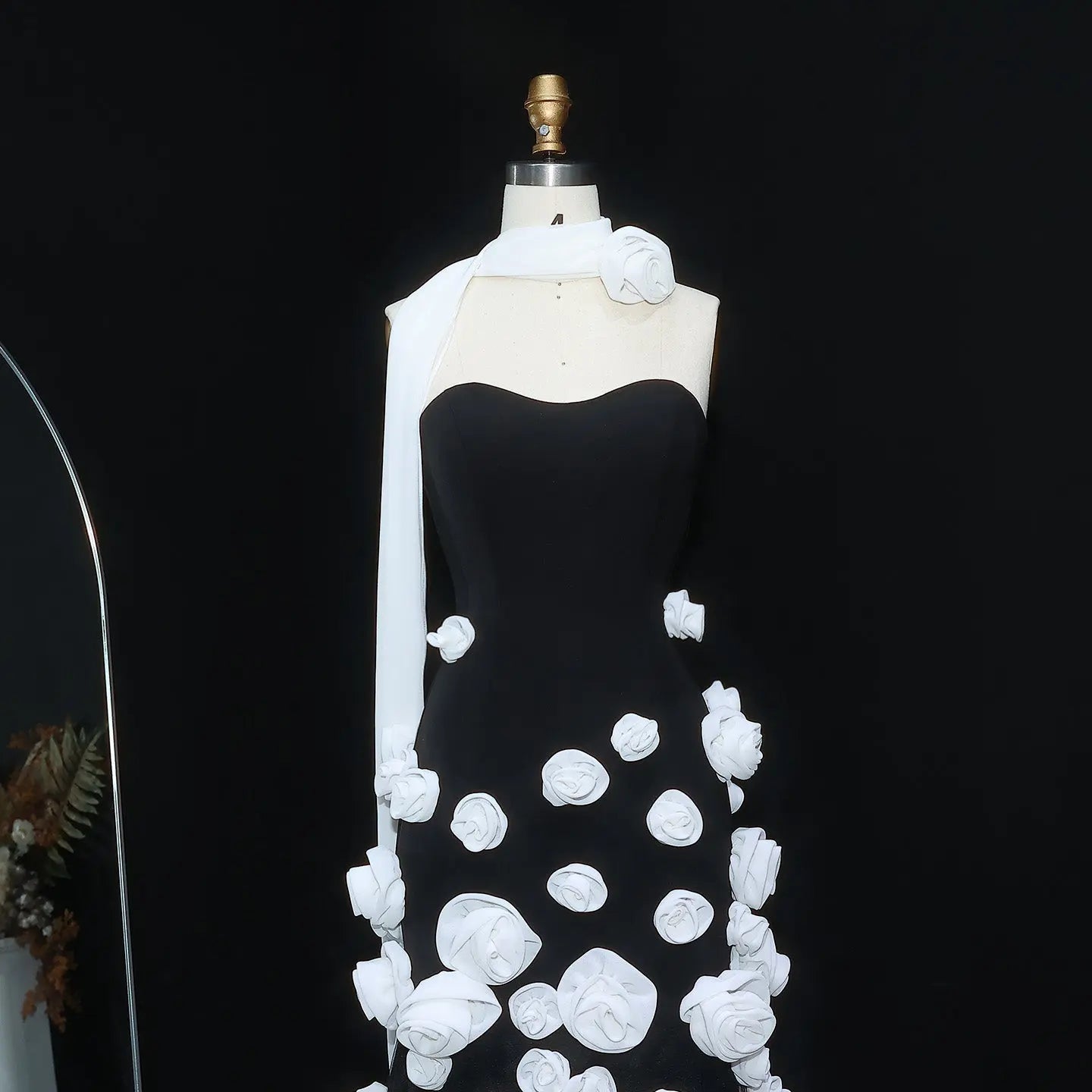 Chic Pink 3D Flowers Strapless Mermaid Evening Dress Side Slit SS207 Sharon Said