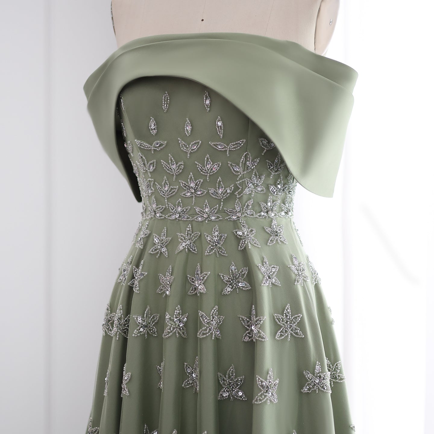 Luxury Yellow Off Shoulder Evening Dress with Cape Train SS455