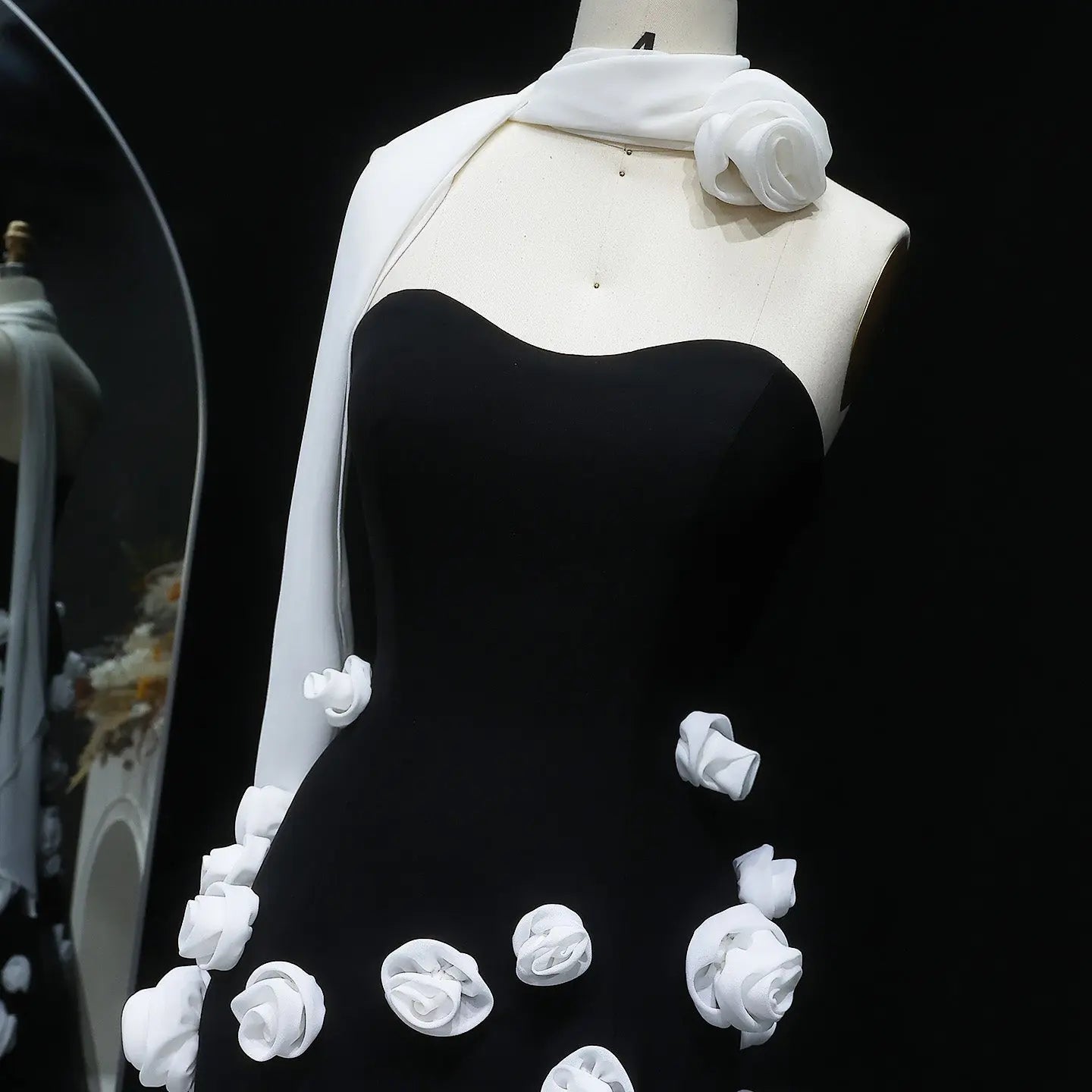 Chic Pink 3D Flowers Strapless Mermaid Evening Dress Side Slit SS207 Sharon Said