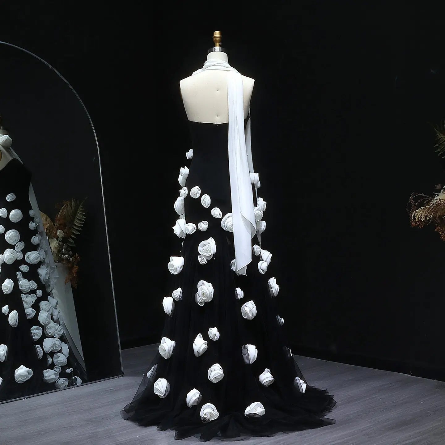 Chic Pink 3D Flowers Strapless Mermaid Evening Dress Side Slit SS207 Sharon Said