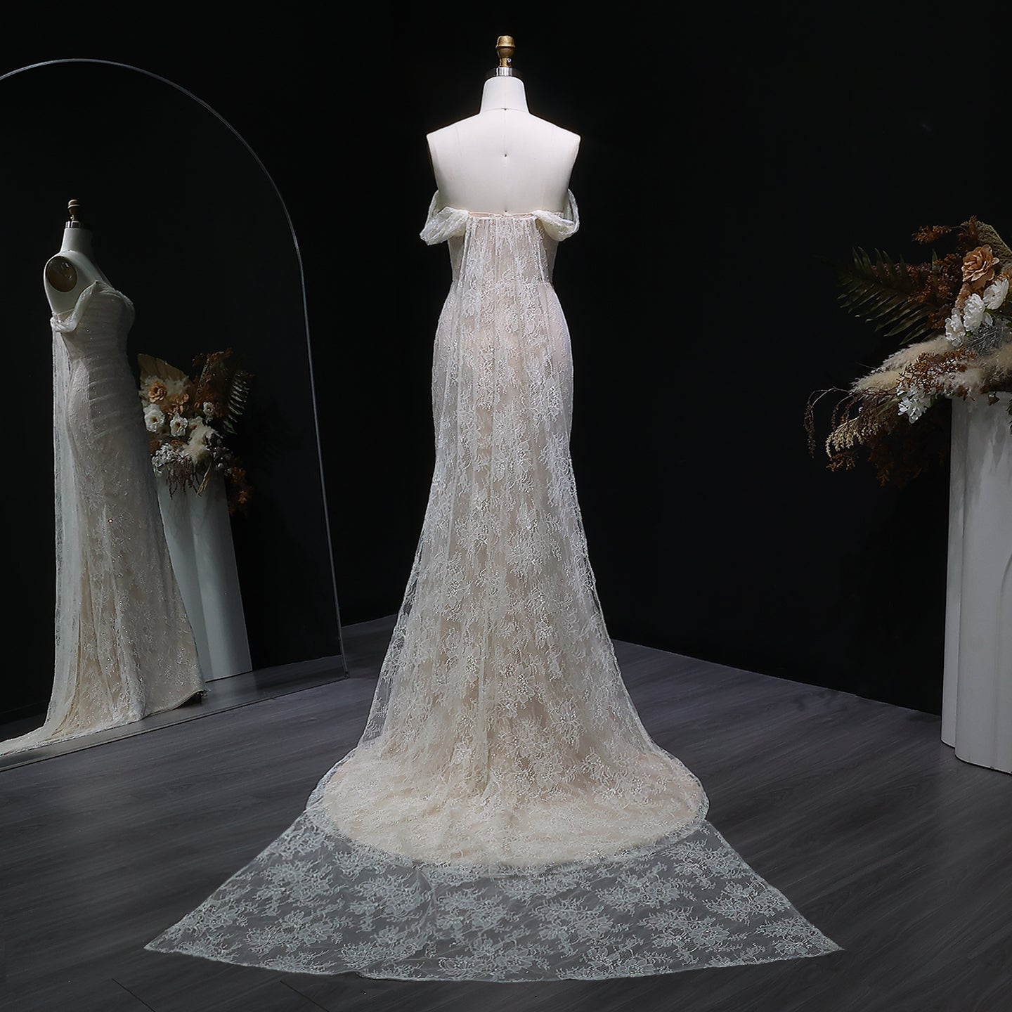 Elegant Lace Sequin Off Shoulder Evening dress SF395