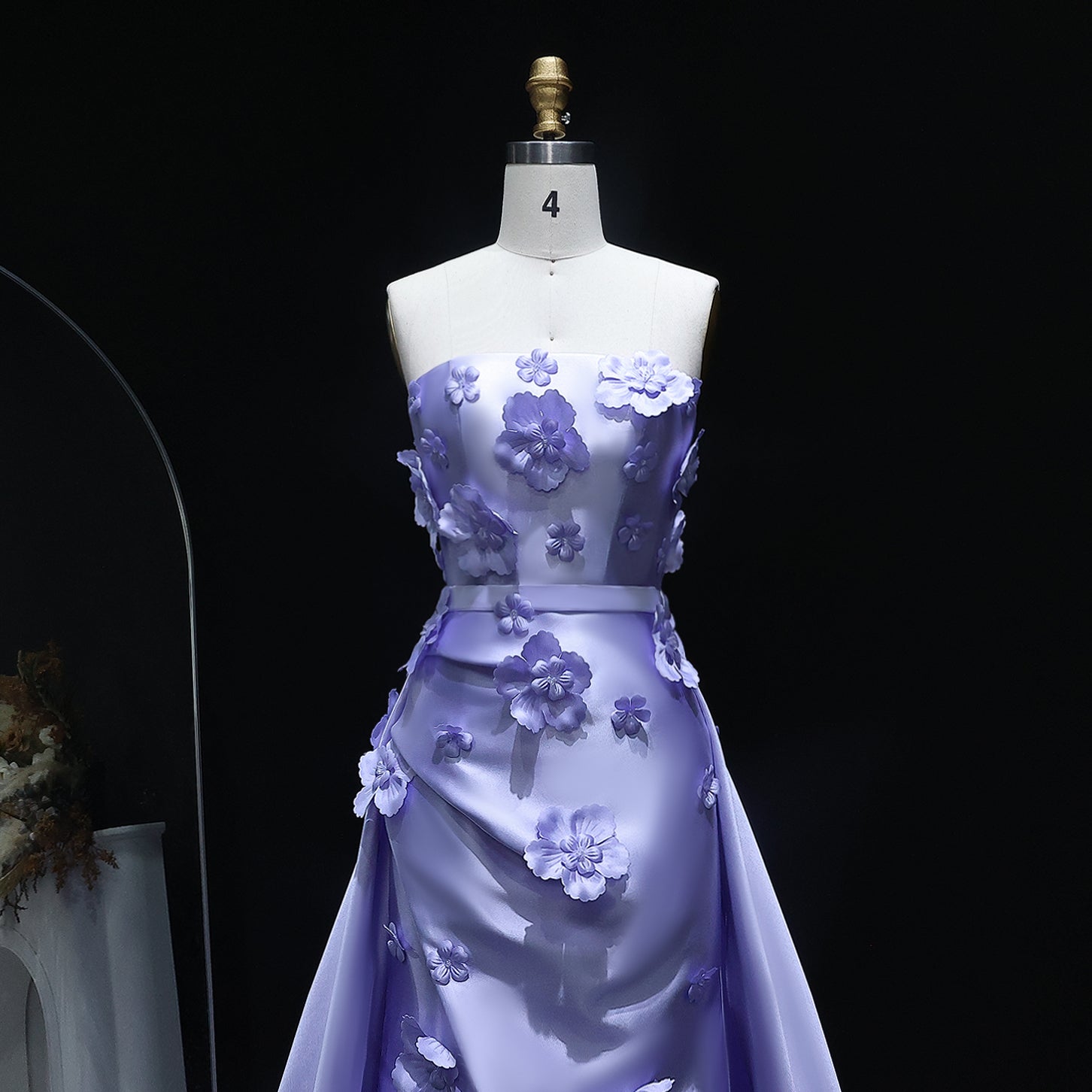 Elegant Pink 3D Flowers Evening Dress with Overskirt SS273