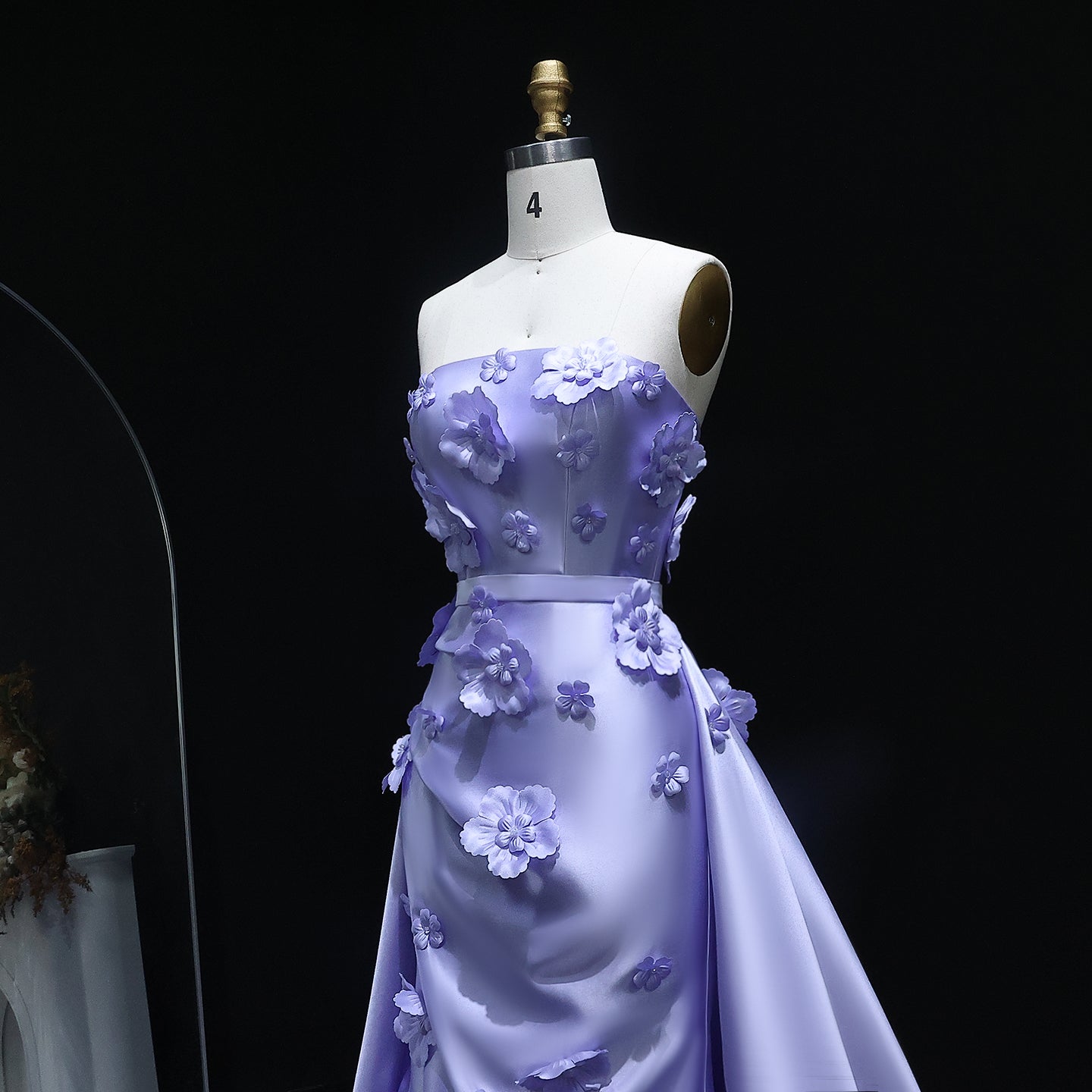 Elegant Pink 3D Flowers Evening Dress with Overskirt SS273