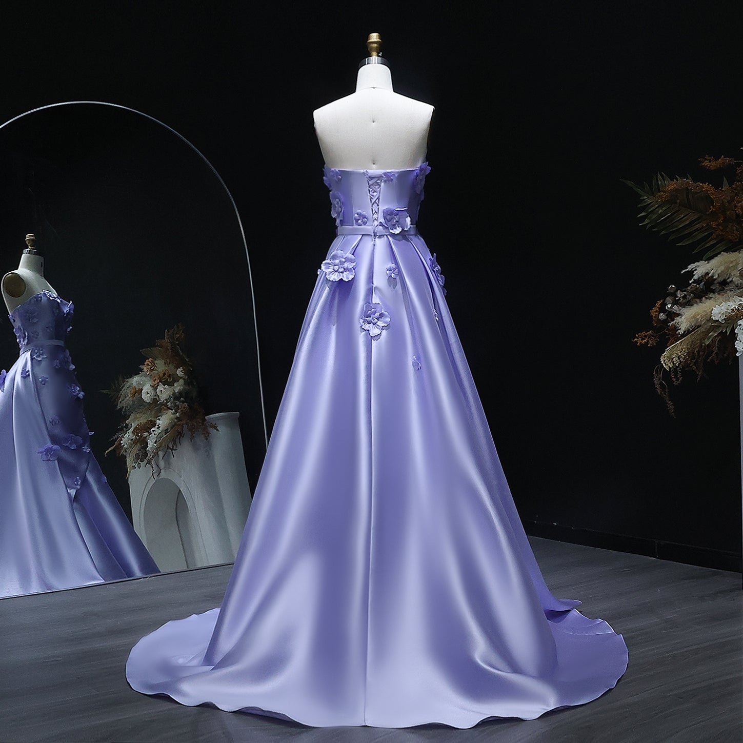 Elegant Pink 3D Flowers Evening Dress with Overskirt SS273