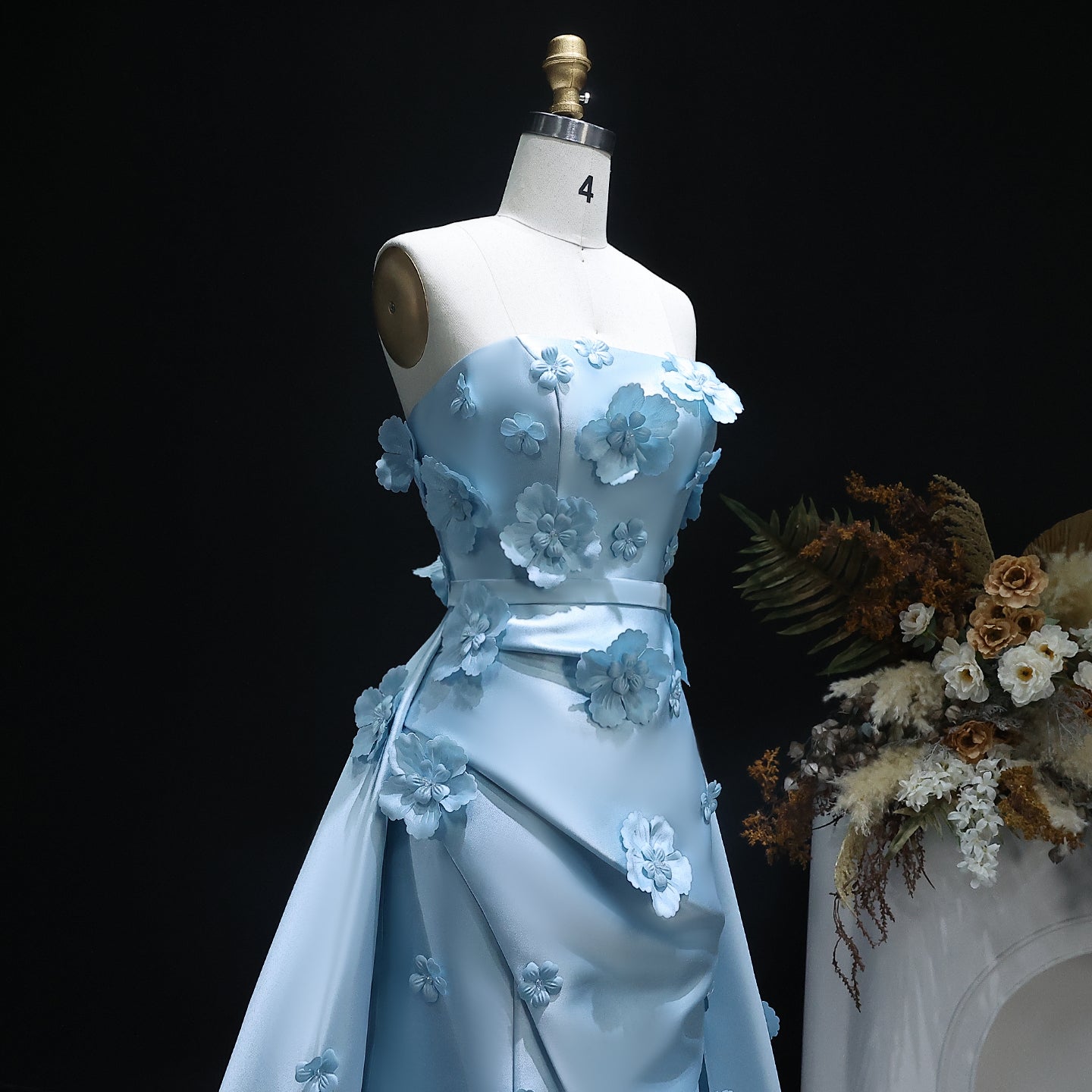 Elegant Pink 3D Flowers Evening Dress with Overskirt SS273