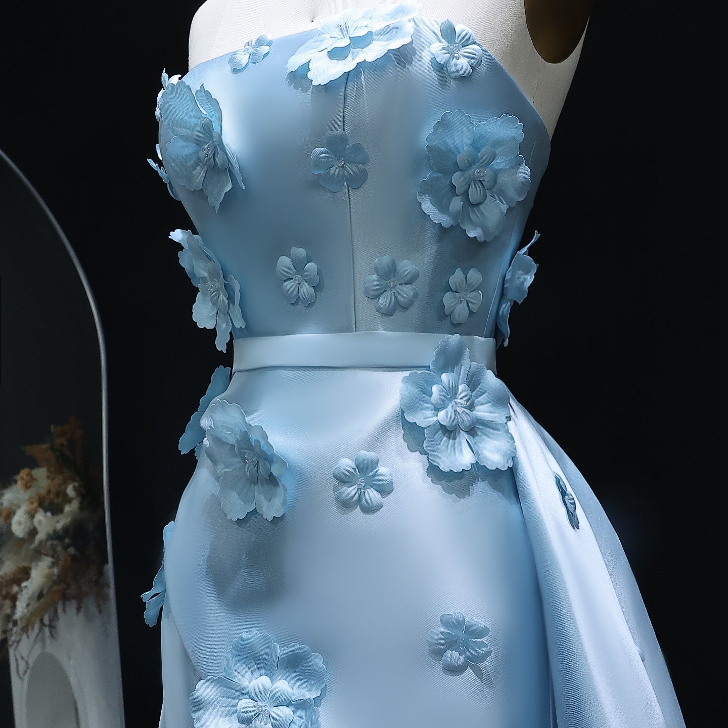 Elegant Pink 3D Flowers Evening Dress with Overskirt SS273