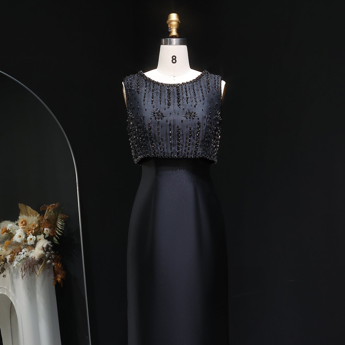 Luxury Rhinestones Silver Midi Evening Dress SS277