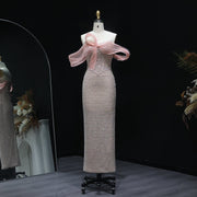 Luxury Off Shoulder Blush Pink Evening Dress SS521  Pink / US 16