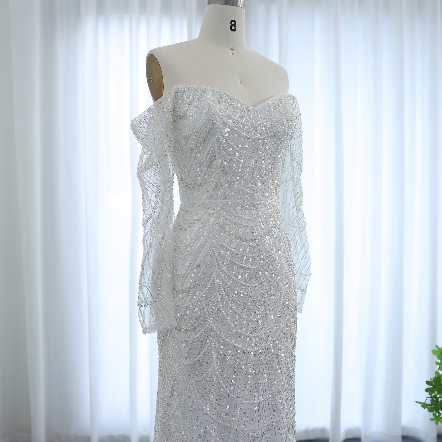 Luxury Off Shoulder Long Sleeves Mermaid Evening Dress SS609