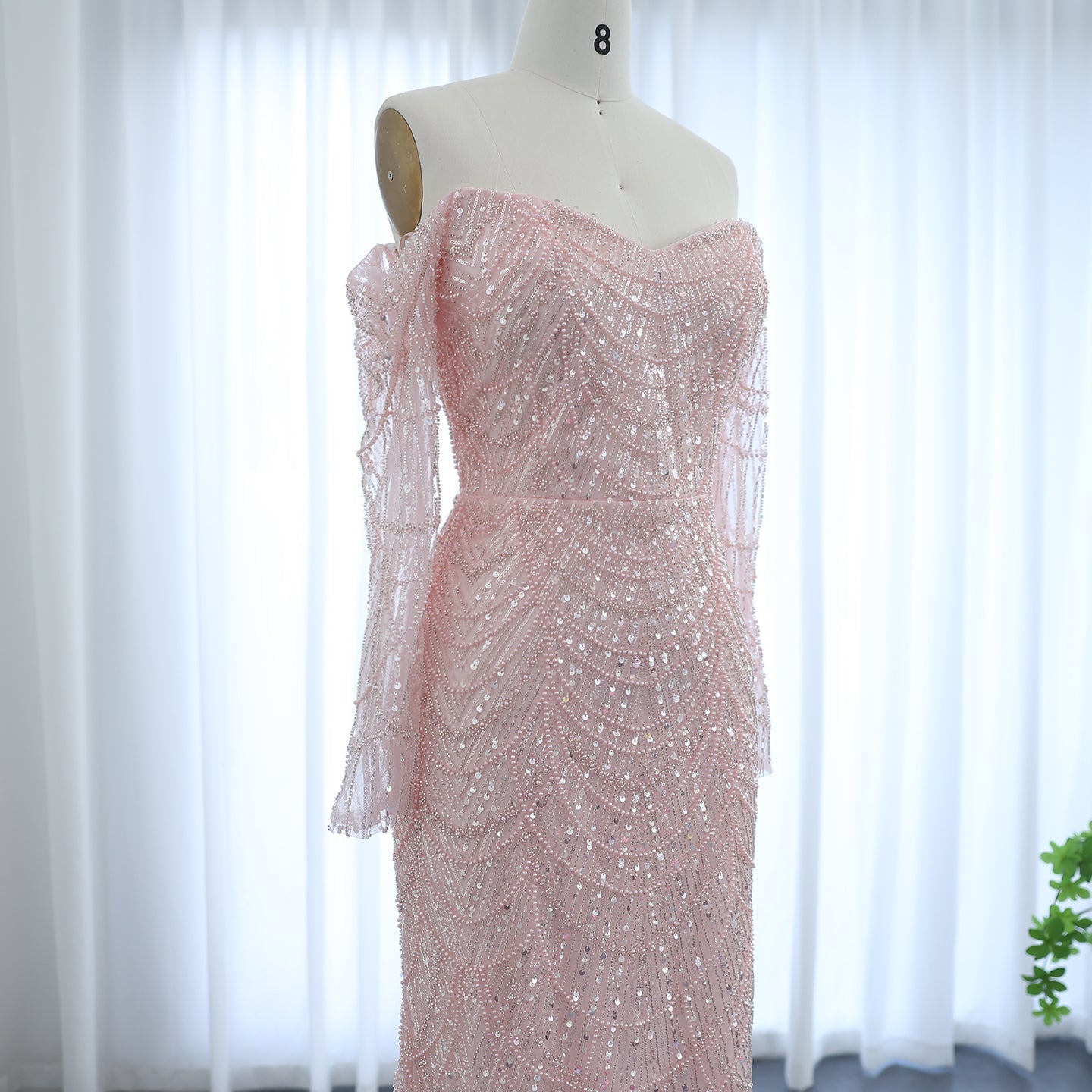 Luxury Off Shoulder Long Sleeves Mermaid Evening Dress SS609