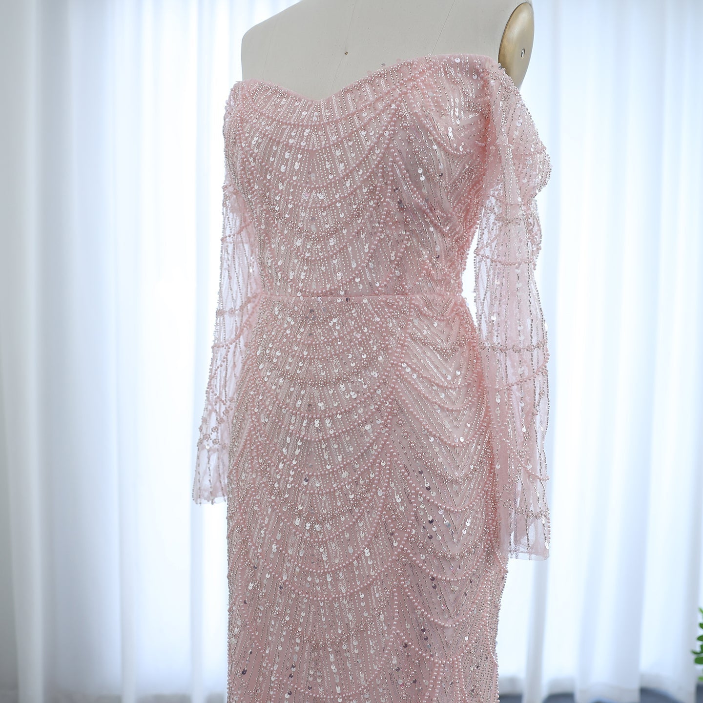 Luxury Off Shoulder Long Sleeves Mermaid Evening Dress SS609