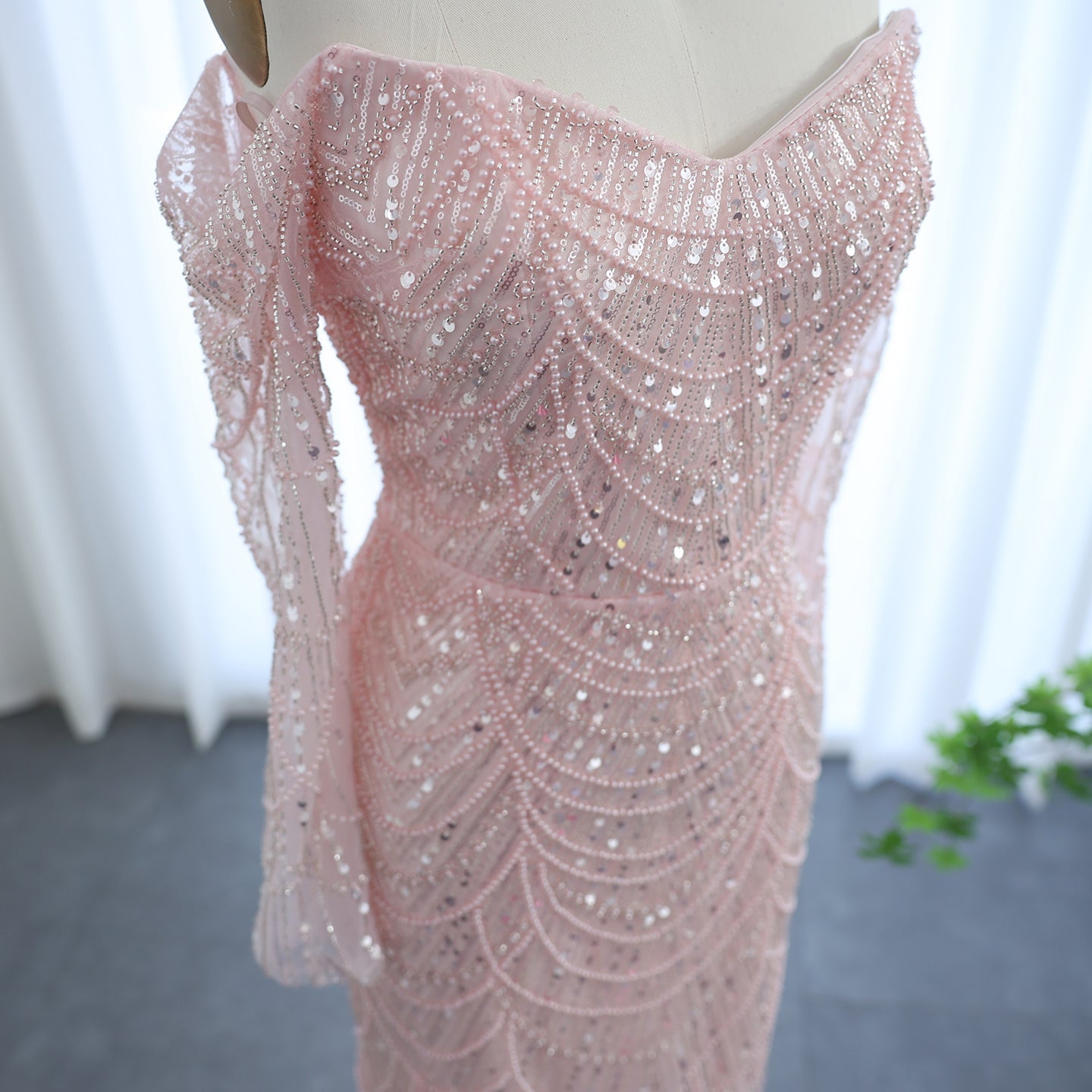 Luxury Off Shoulder Long Sleeves Mermaid Evening Dress SS609