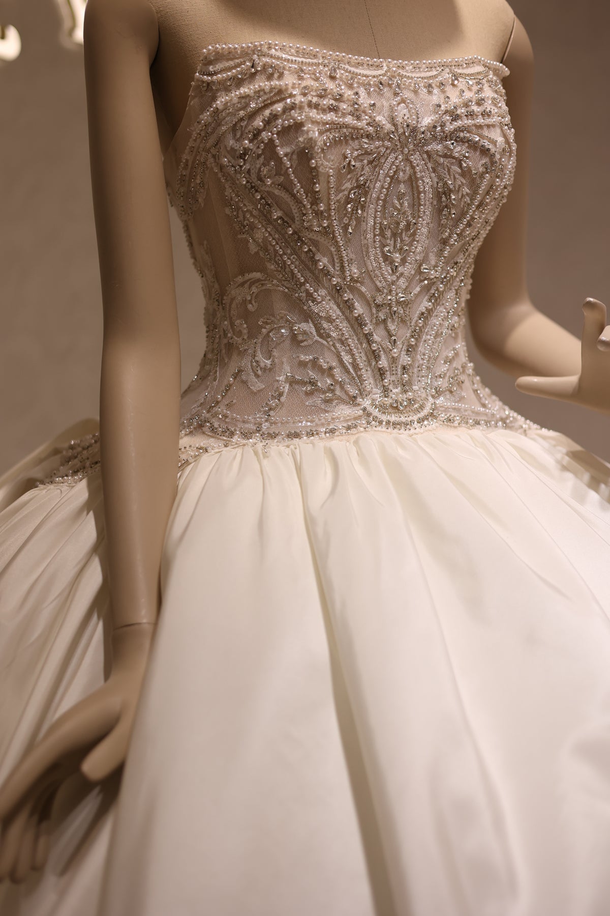 Elegant Beaded Strapless Ball Gown Wedding Dress RS034  White / Custom Made