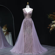 Luxury Dusty Pink Evening Dresses with Overskirt SS052  Pink / US 20