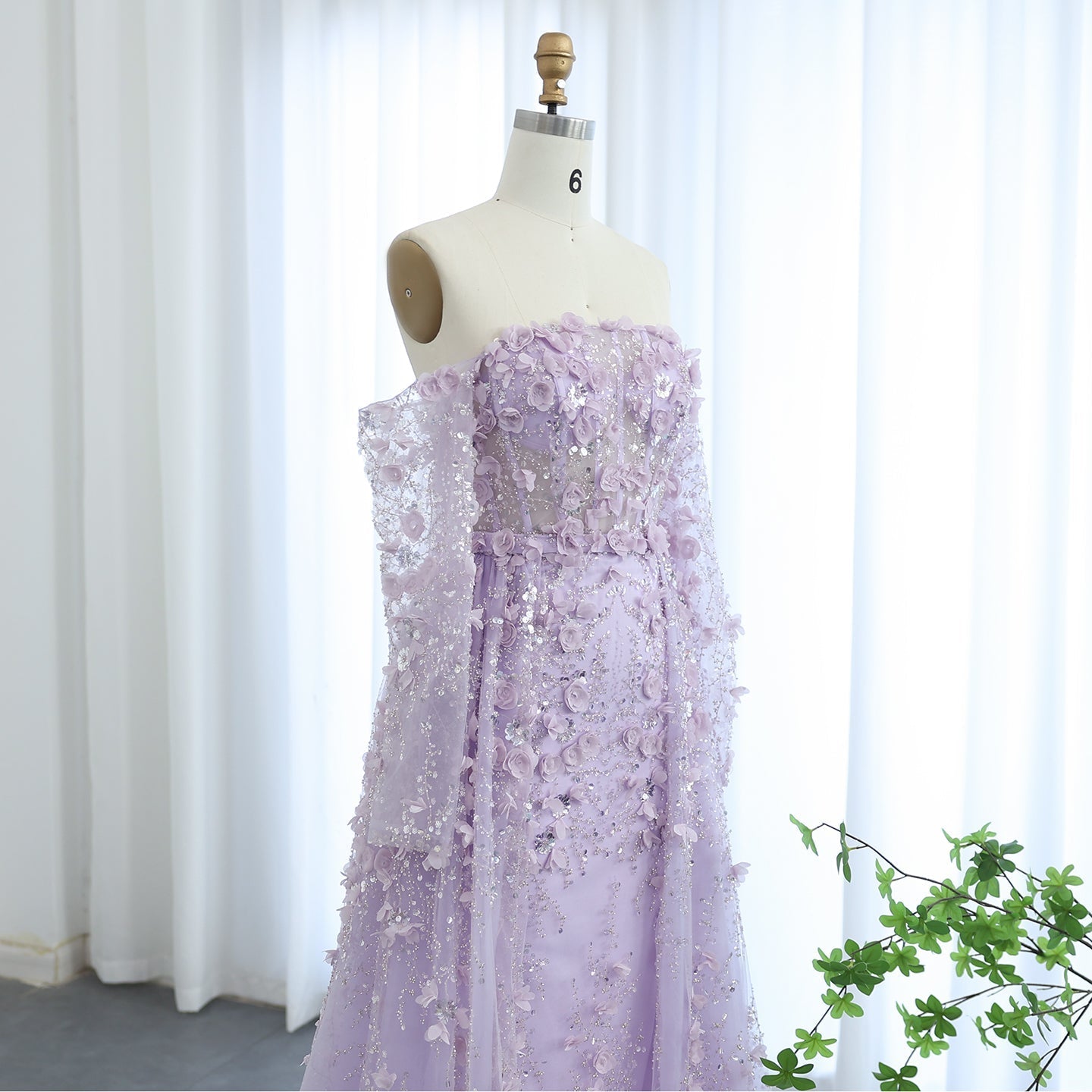 Elegant 3D Flowers Pink Evening Dress with Overskirt SS352