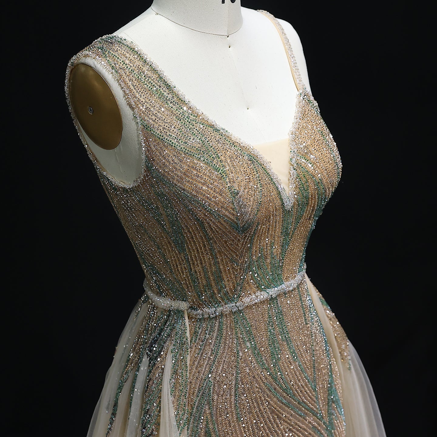 Luxury Dusty Pink Evening Dresses with Overskirt SS052