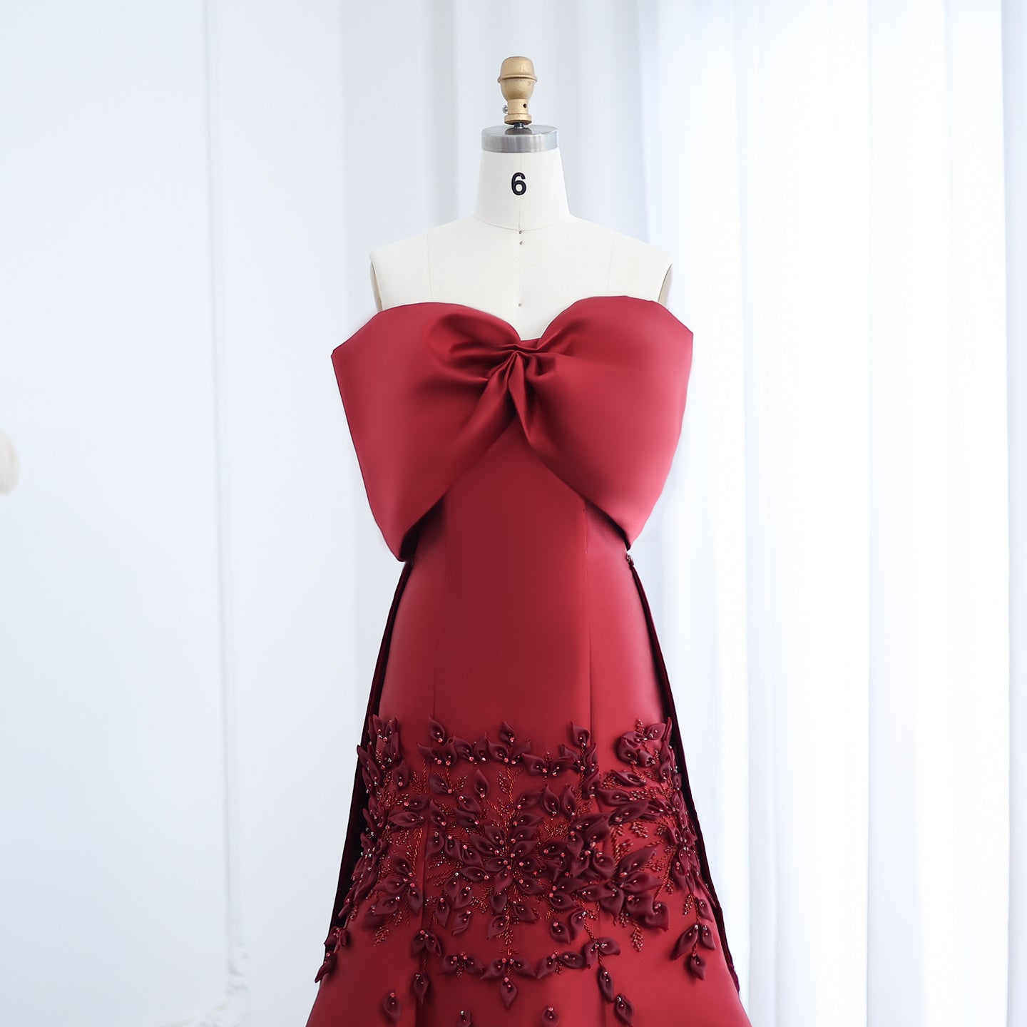 Luxury 3D Flowers Pink Off Shoulder Evening Dress SS464