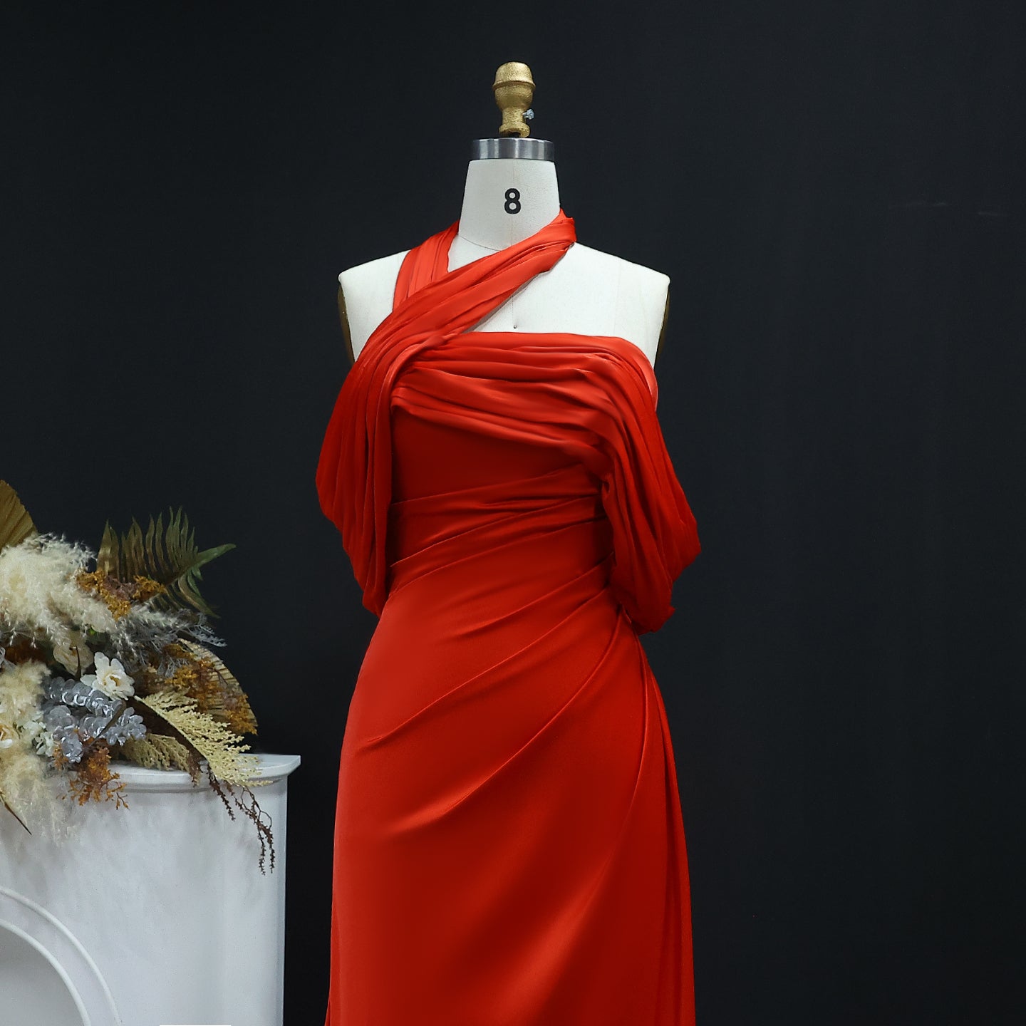 Elegant  Halter Gold Off Shoulder Evening Dress SF053