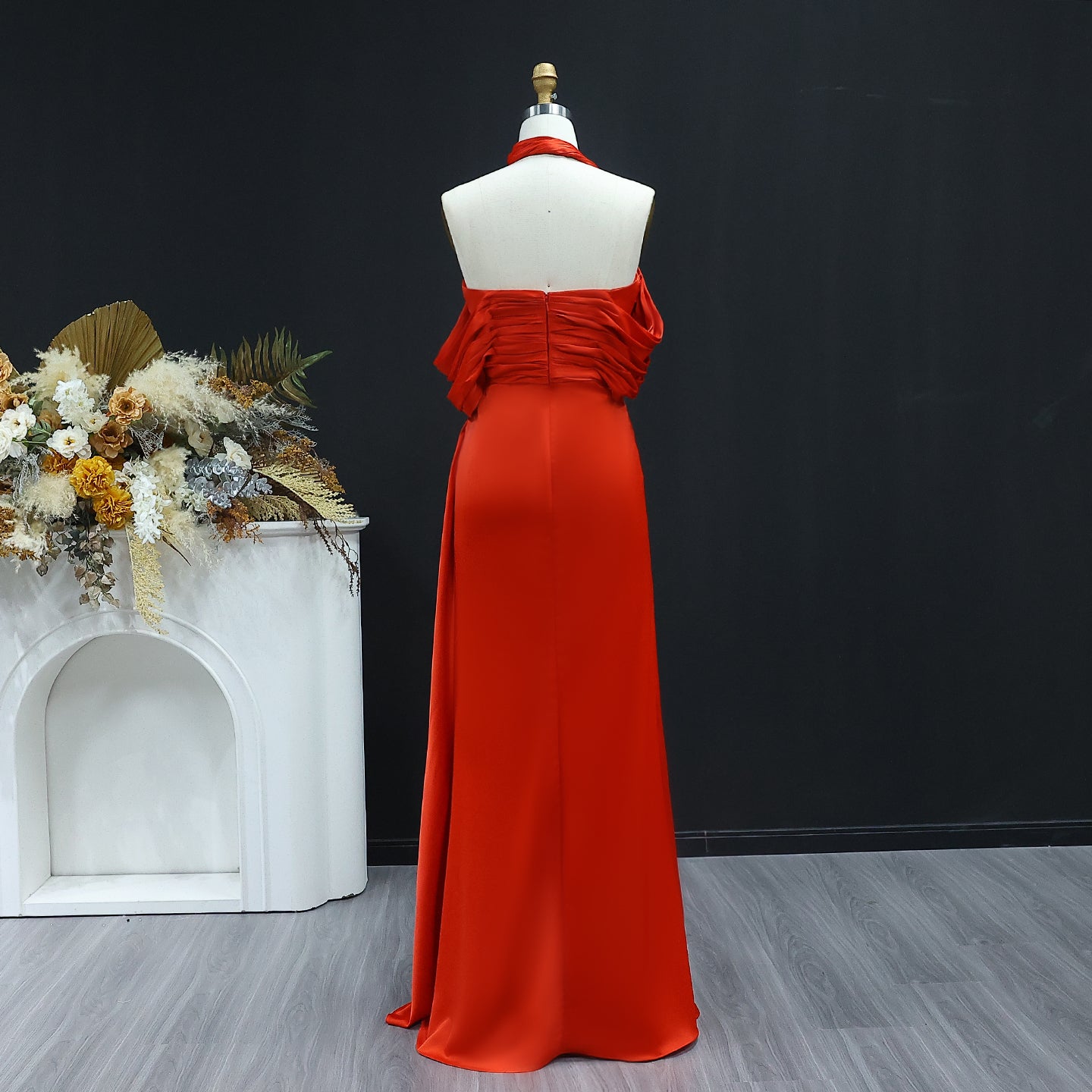 Elegant  Halter Gold Off Shoulder Evening Dress SF053
