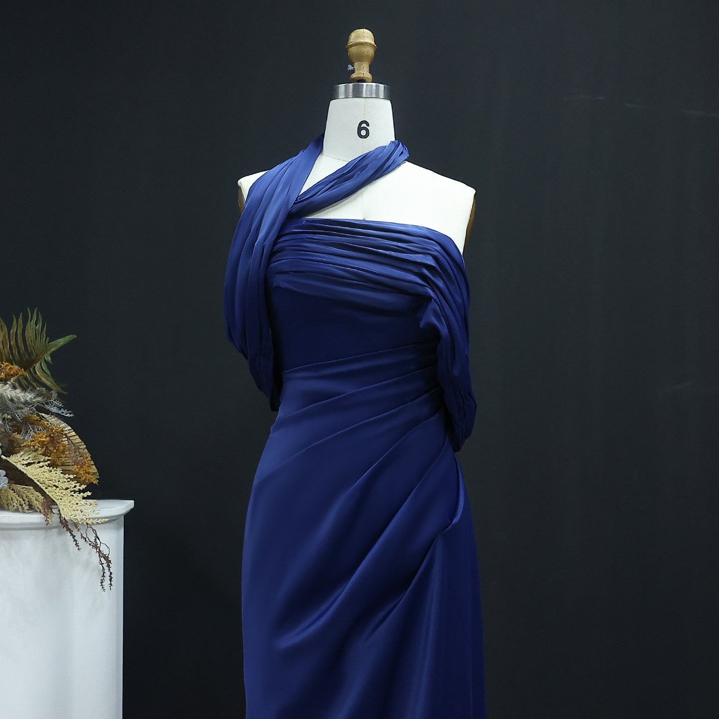 Elegant  Halter Gold Off Shoulder Evening Dress SF053