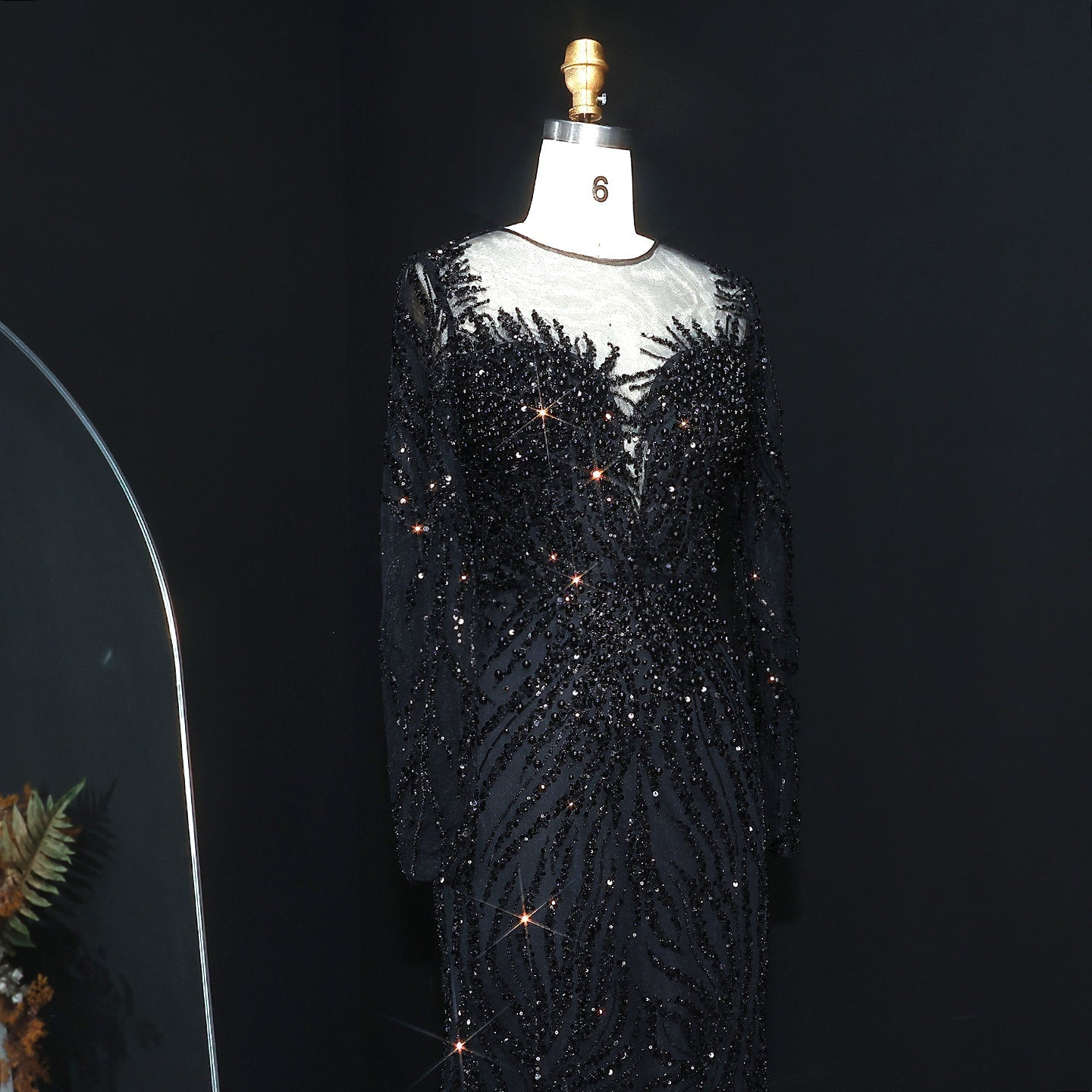 Luxury White Nude Long Sleeves Mermaid Evening Dress SS684