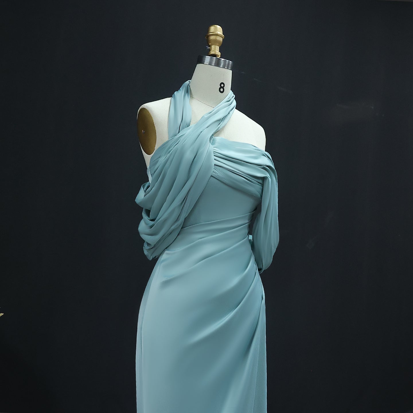 Elegant  Halter Gold Off Shoulder Evening Dress SF053