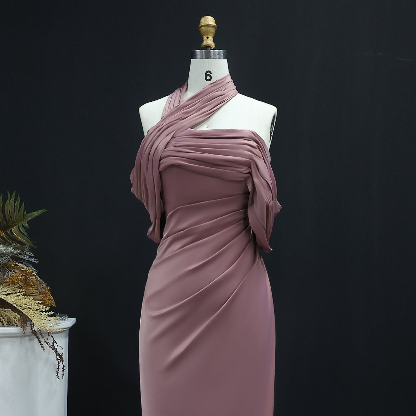 Elegant  Halter Gold Off Shoulder Evening Dress SF053