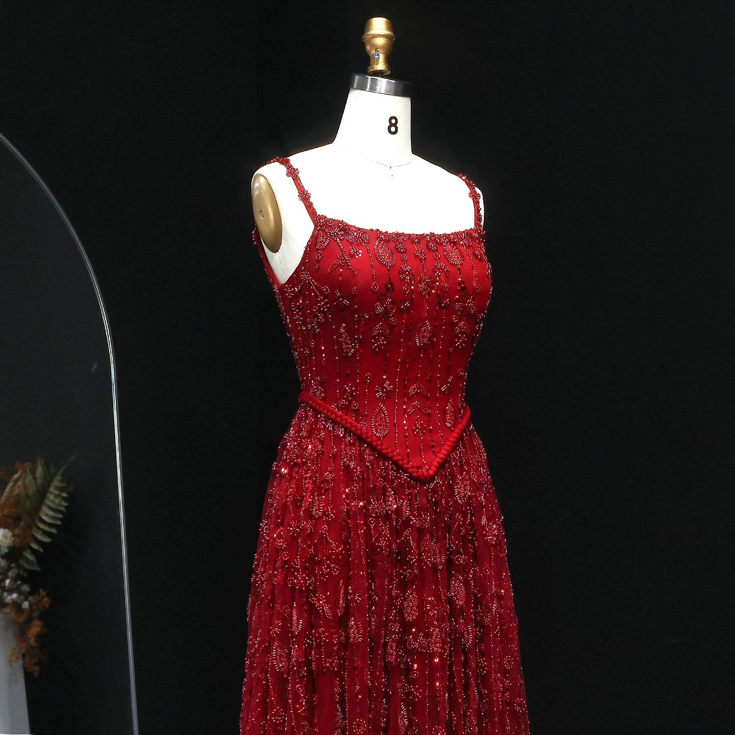 Luxury Sage Green Spaghetti A-Line Evening Dress SS693