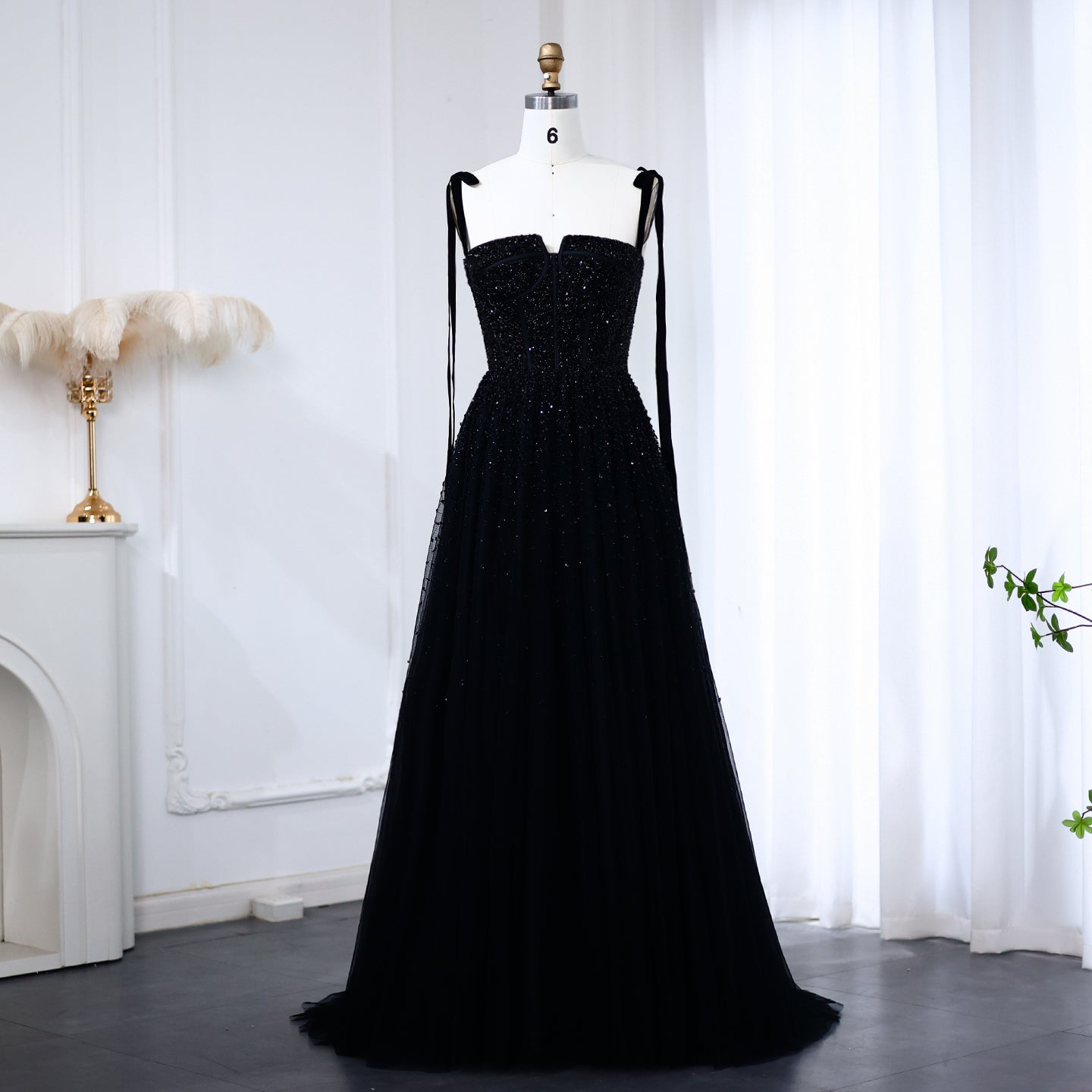 Luxury Beaded Red Evening Dresses with Straps SS263  Black / US 16