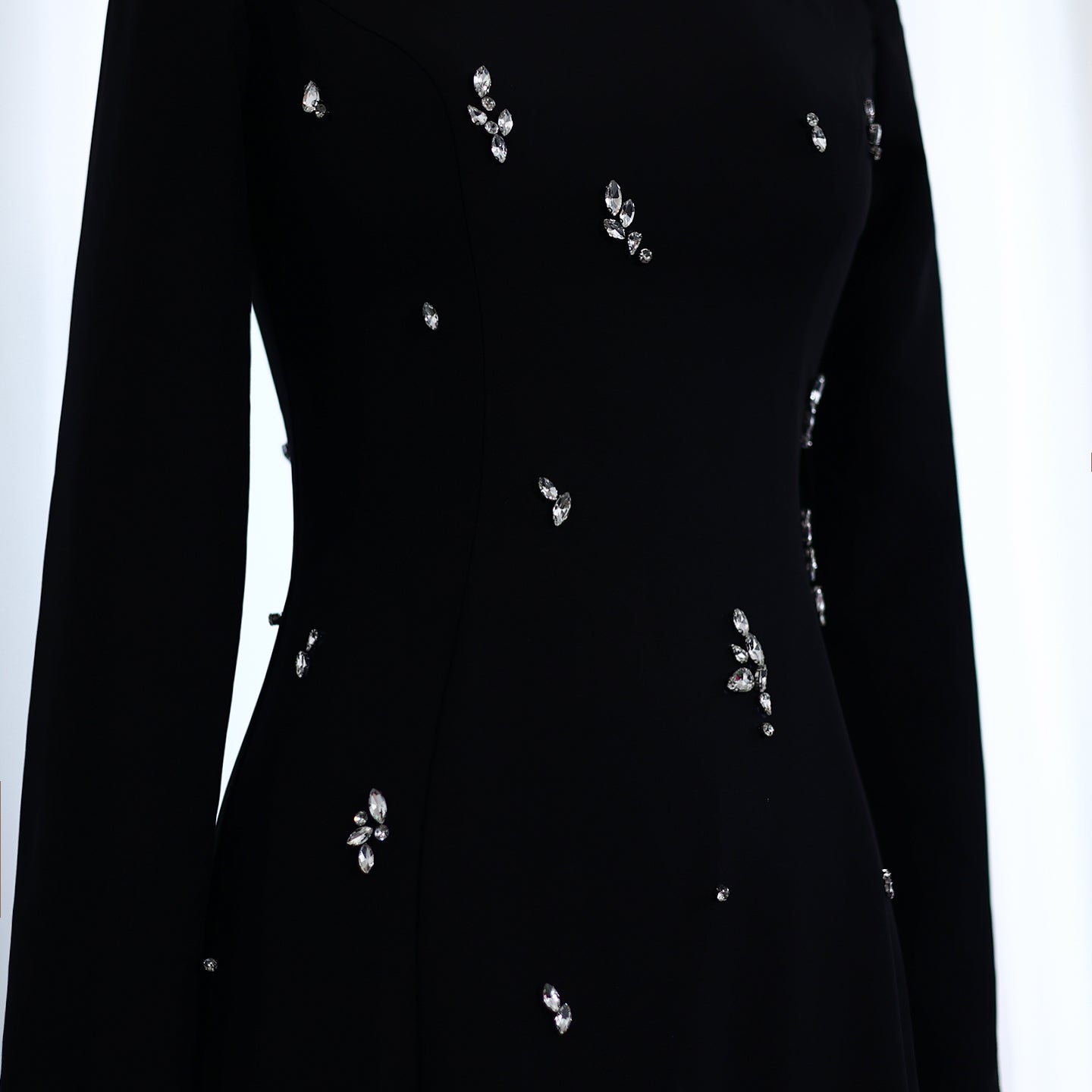 Luxury Crystal White Muslim Long Sleeves Evening Dress SS258