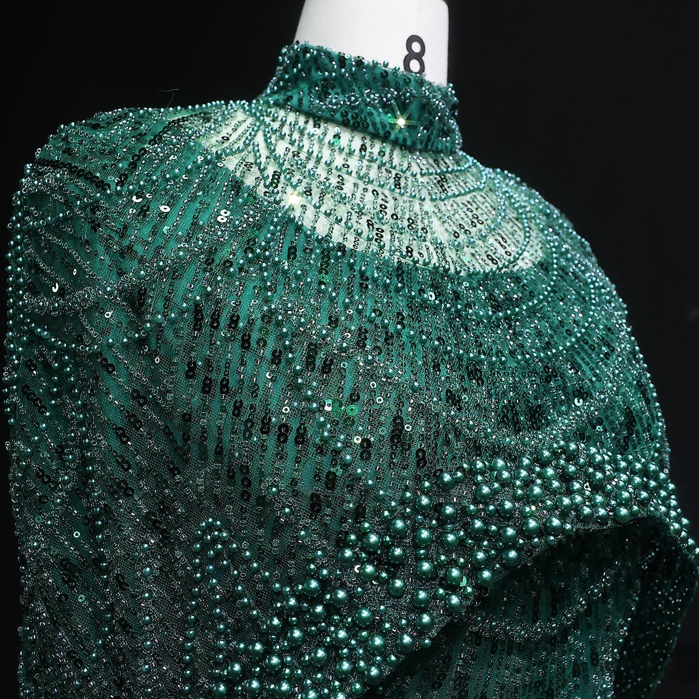 Luxury Long Sleeves Nude Evening Dress with Cape SS369A