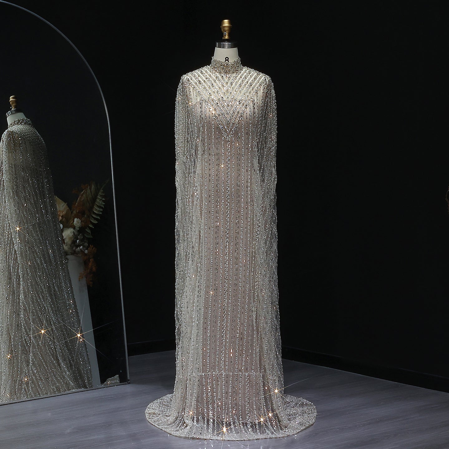 Luxury Dubai Kaftan Arabic 2 Pieces Evening Dress SS691  Champagne / US 20