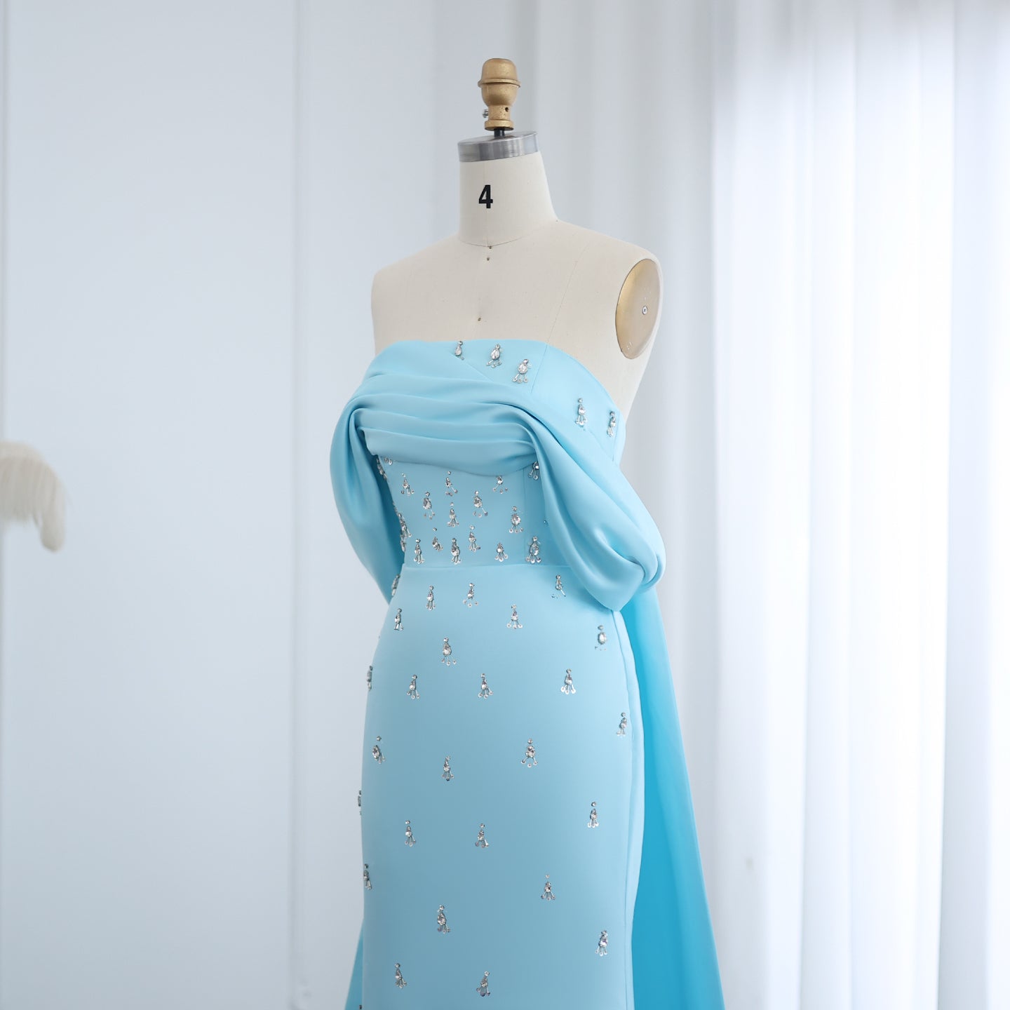 Luxury Rhinestone Pink Off Shoulder Evening Dress SS500