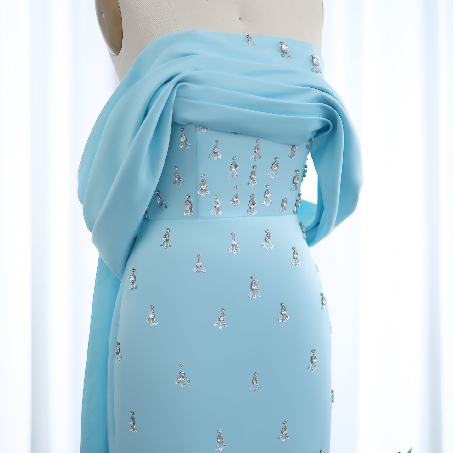 Luxury Rhinestone Pink Off Shoulder Evening Dress SS500